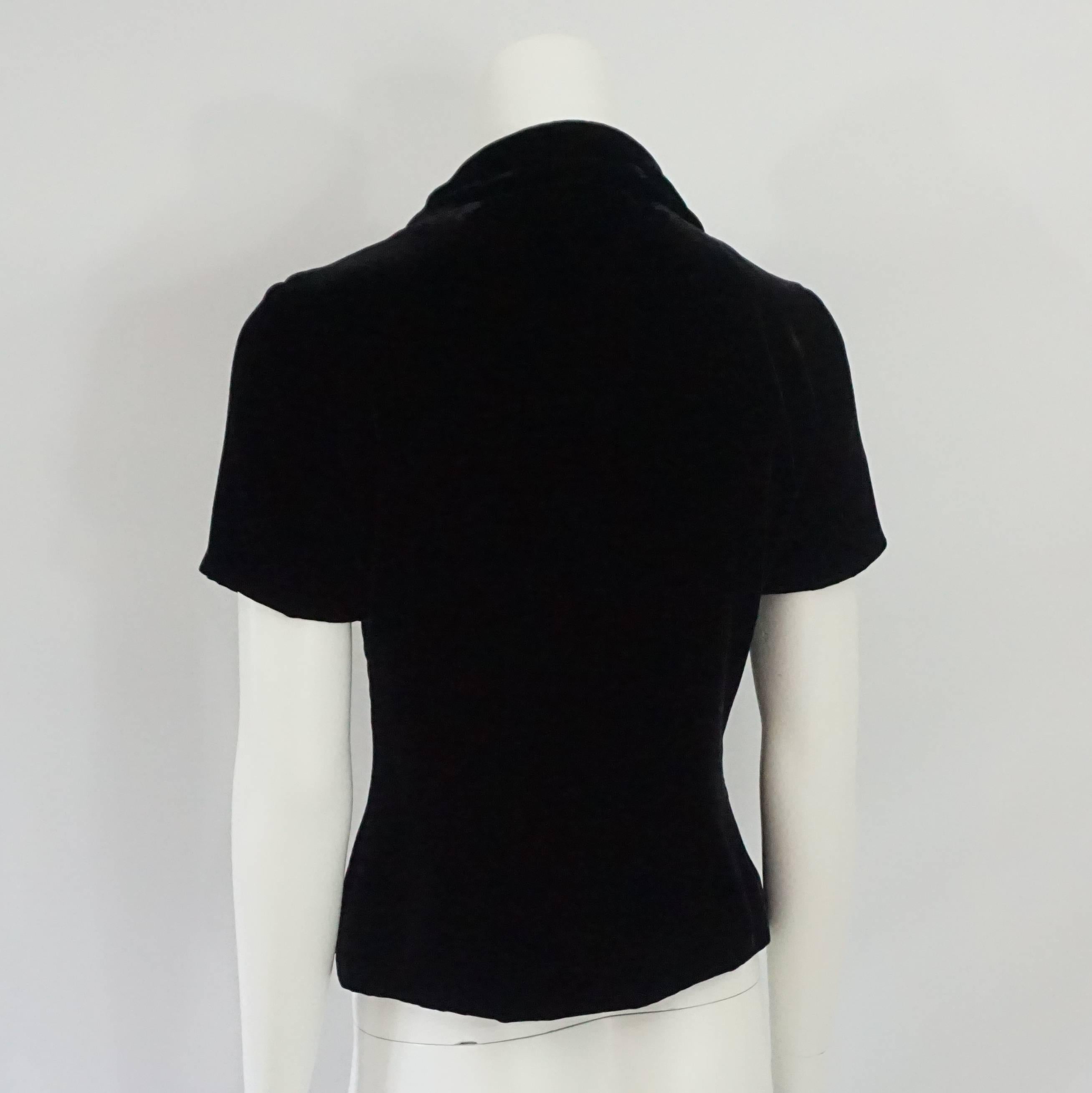 Chanel Black Velvet Short Sleeve Top - 38 - 1990's  In Excellent Condition In West Palm Beach, FL