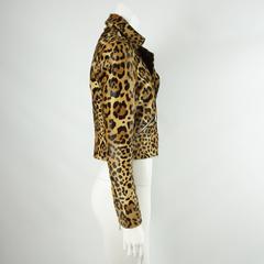 Ralph Lauren Leopard Print Calf Hair Motorcycle Jacket - 2