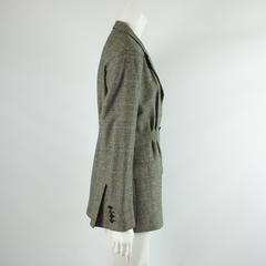 Dries Van Noten Black and Off White Herringbone Wool Jacket - 40