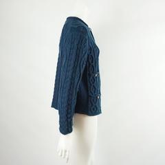 Chanel Blue Cashmere Cable Knit Cardigan - 42