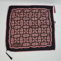 Louis Vuitton Pink, Black, and Brown Silk Print Scarf with Tassels