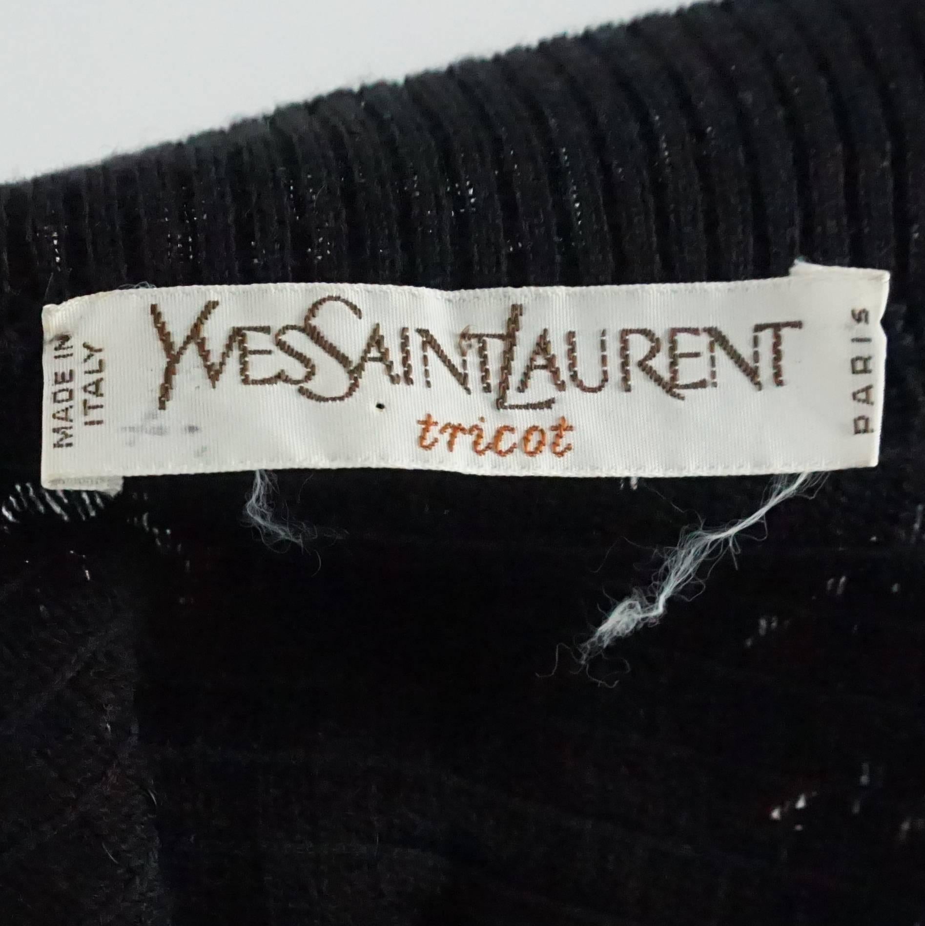 Women's YSL Black Sequin and Wool Tank Top - M - 1980's 