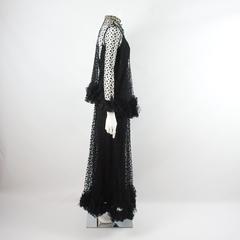 Alfred Bosand Black Point D-Esprit Gown and Cape with Ruffles - M - 1960's