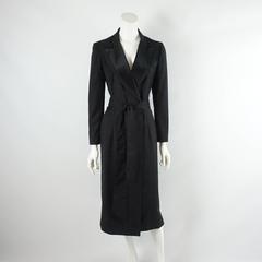 Chloe Black Wool Tuxedo Style Coat with Satin Collar - 38
