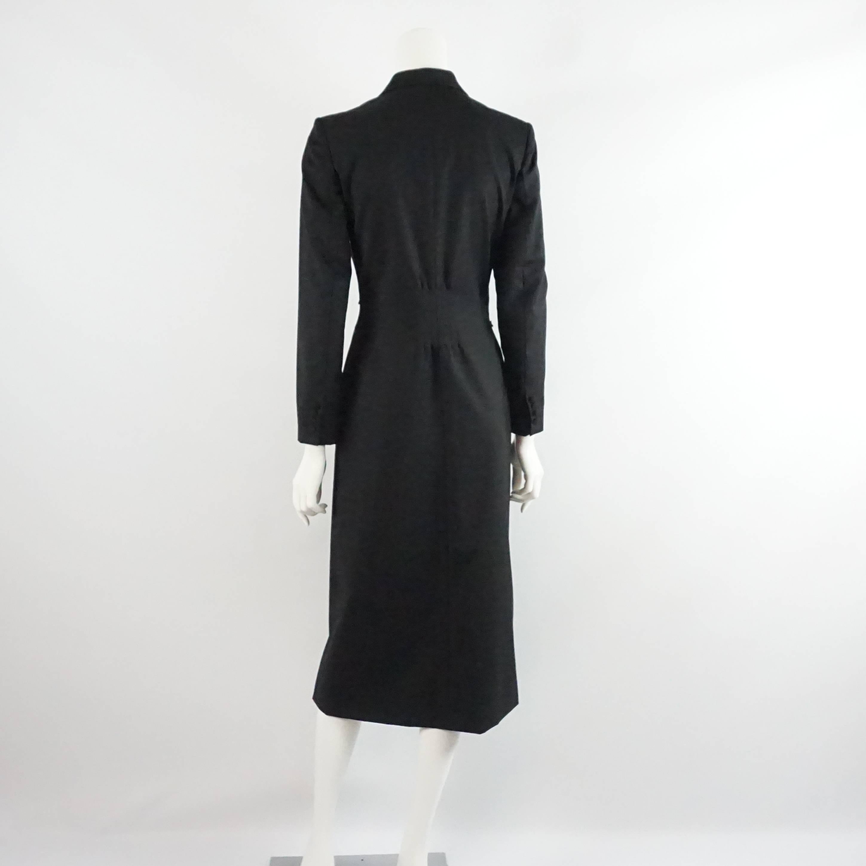 Women's Chloe Black Wool Tuxedo Style Coat with Satin Collar - 38 For Sale