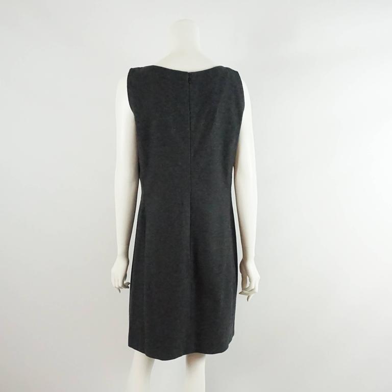 Oscar de la Renta Charcoal Wool Sleeveless Shift Dress - L For Sale at ...