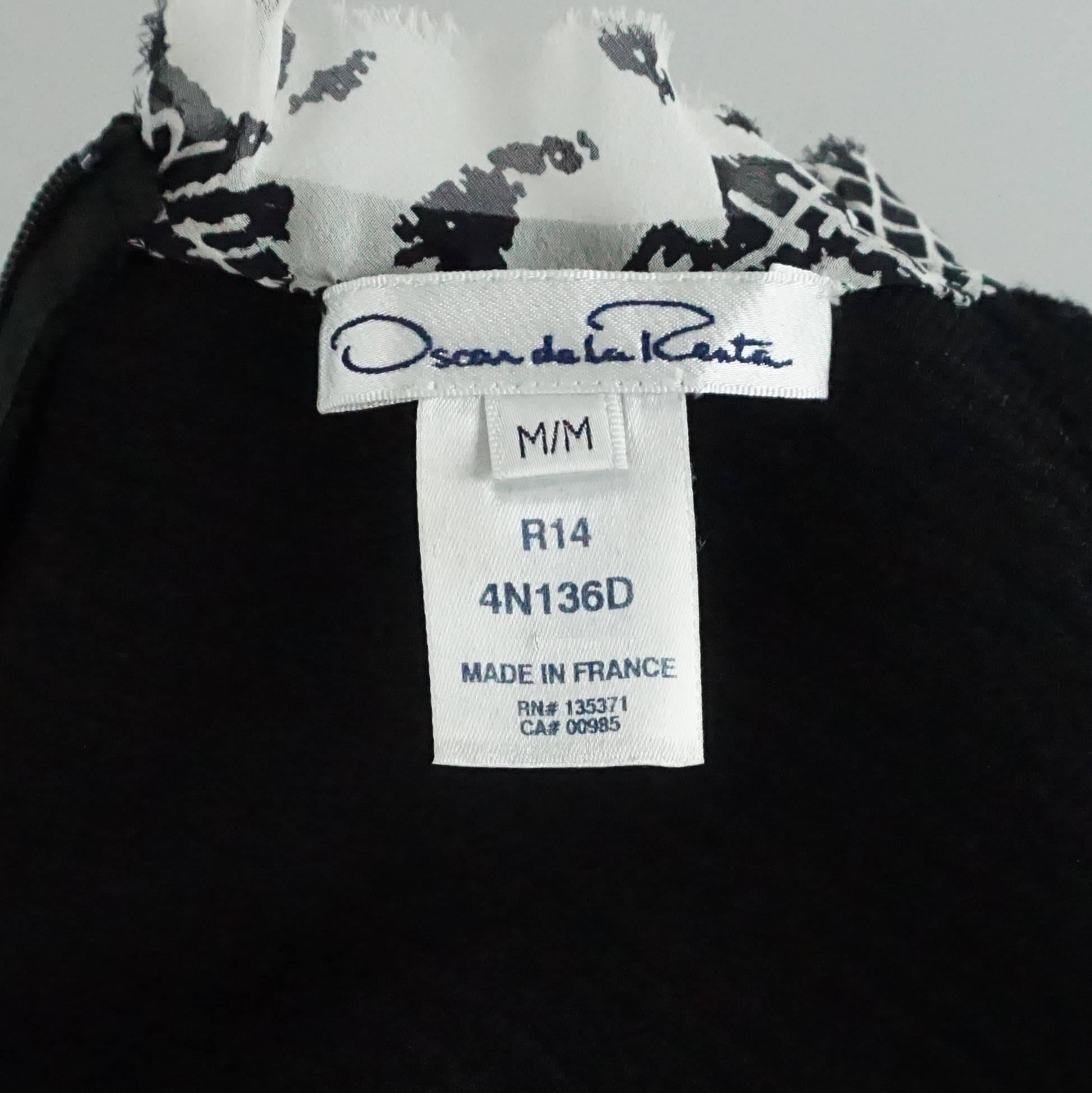 Oscar de la Renta Black and White Printed Knit Sleeveless Sweater and Dress - M 1