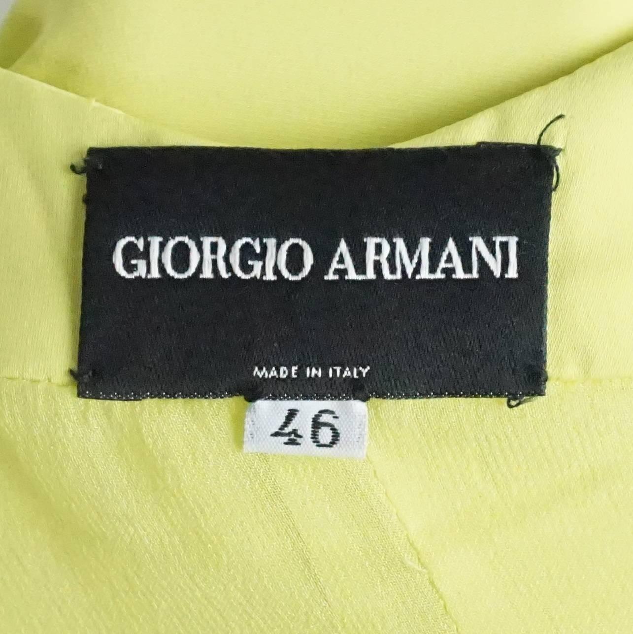 Giorgio Armani Chartreuse Silk Spaghetti Strap Gown - 46 In Good Condition In West Palm Beach, FL