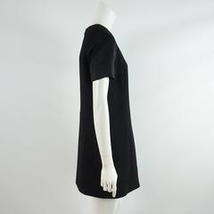 Celine Black Wool and Satin Shift Dress - 42