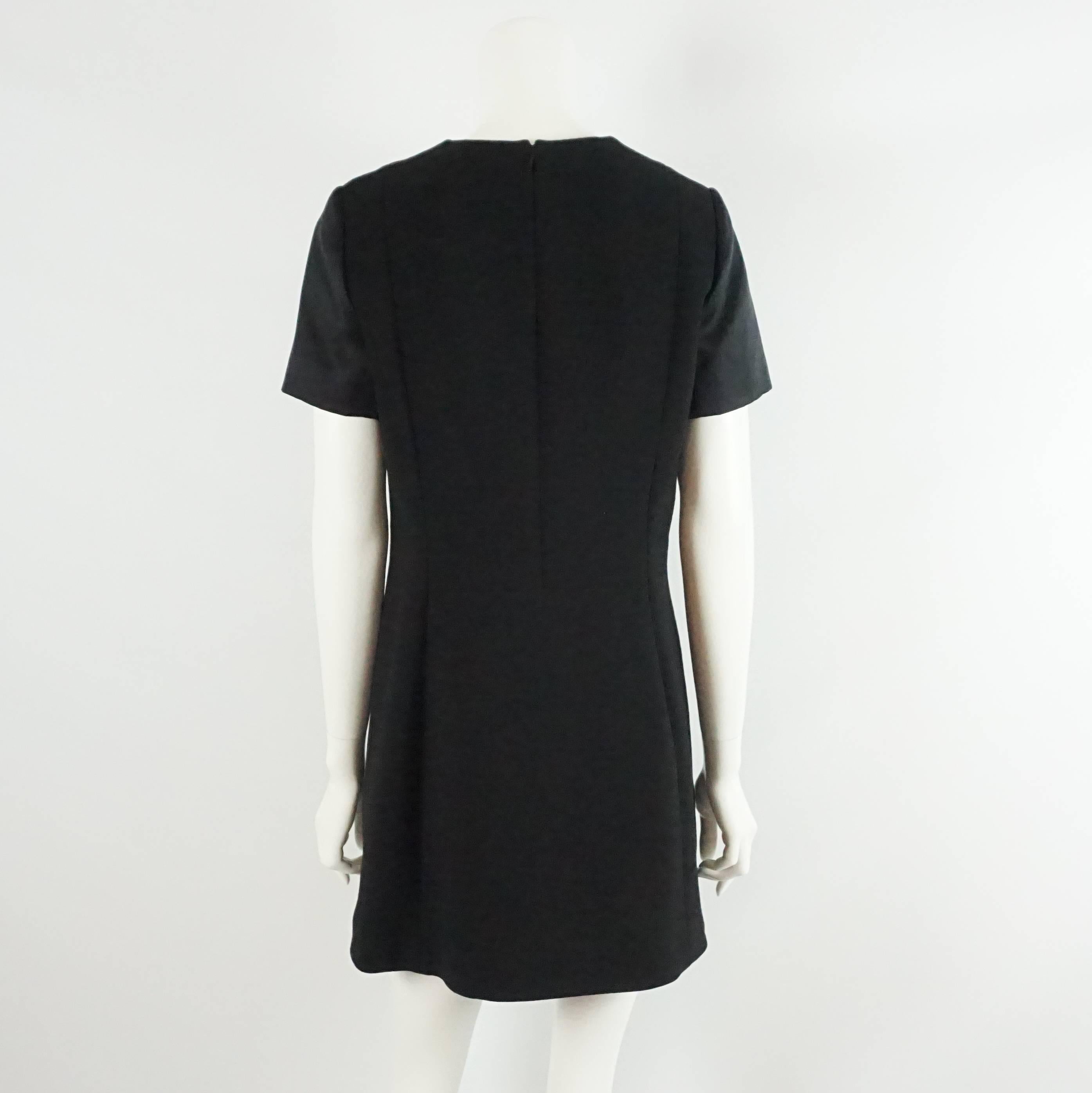 Celine Black Wool and Satin Shift Dress - 42 In Excellent Condition In West Palm Beach, FL