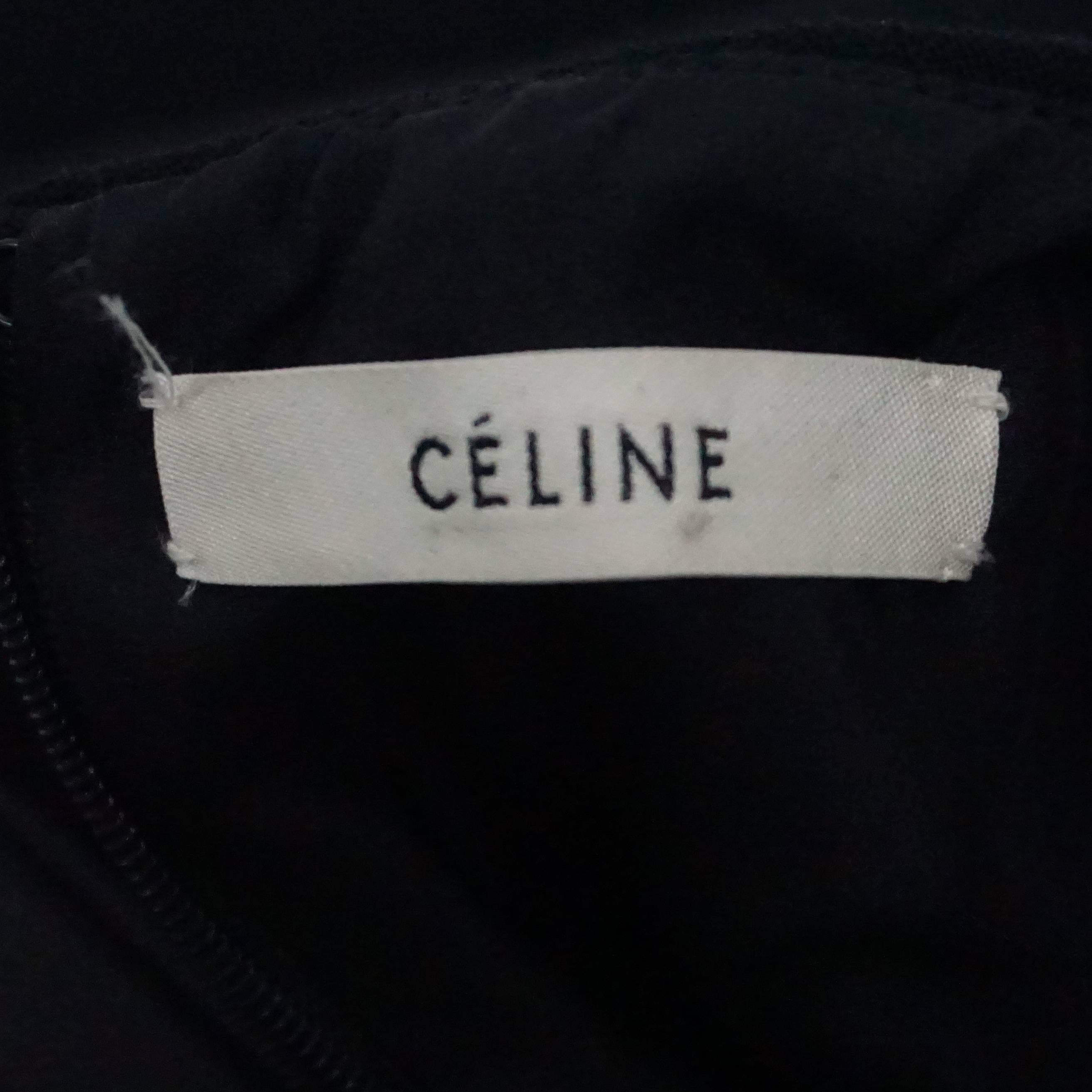 Women's Celine Black Wool and Satin Shift Dress - 42