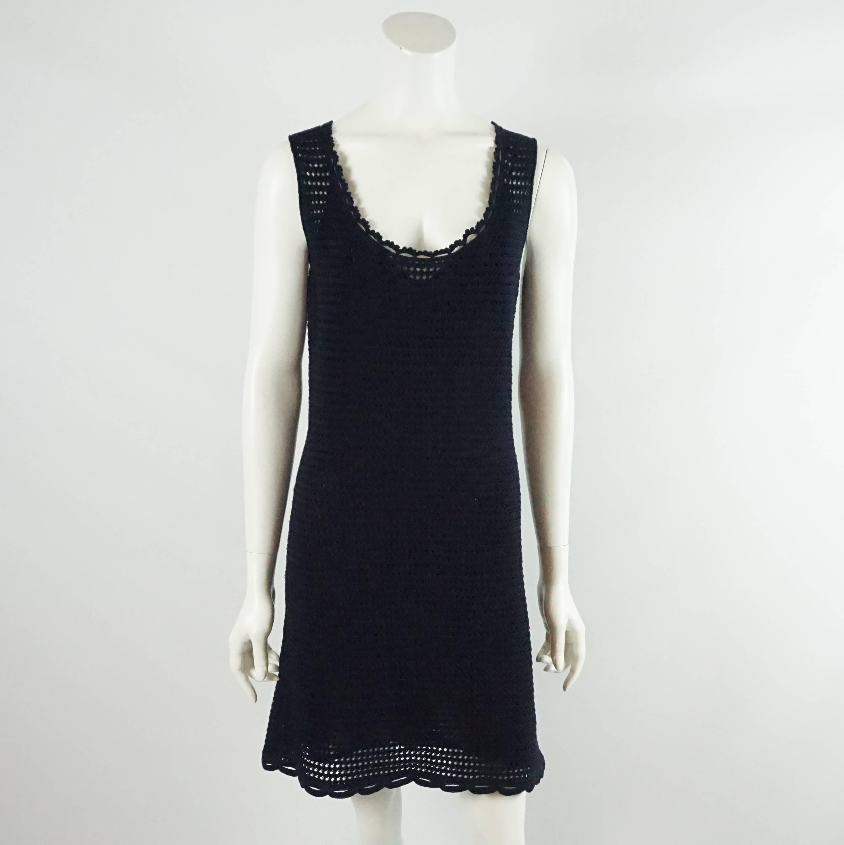 Black Prada Navy Crochet Knit Dress and Cardigan Set - 44