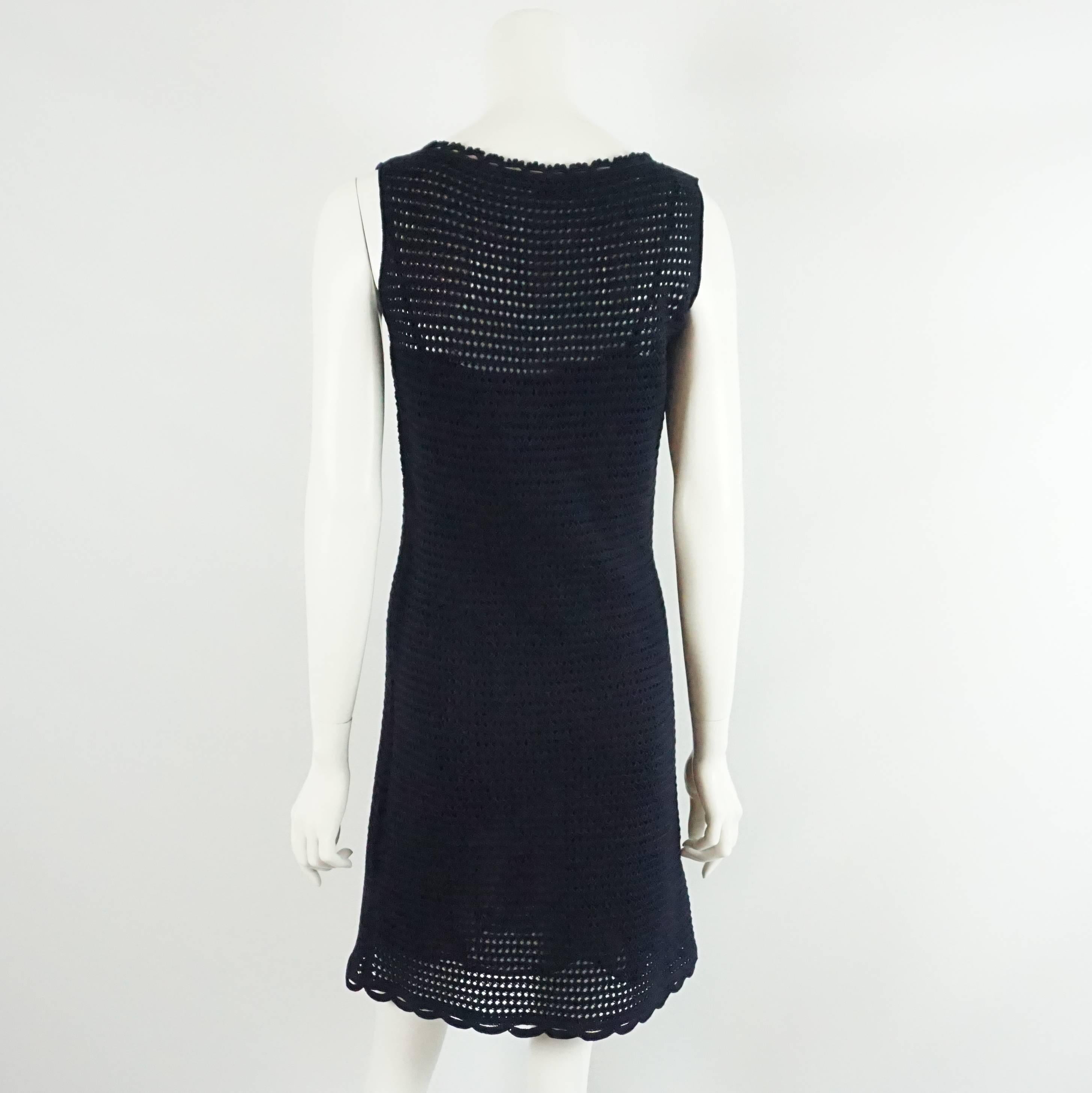 Women's Prada Navy Crochet Knit Dress and Cardigan Set - 44
