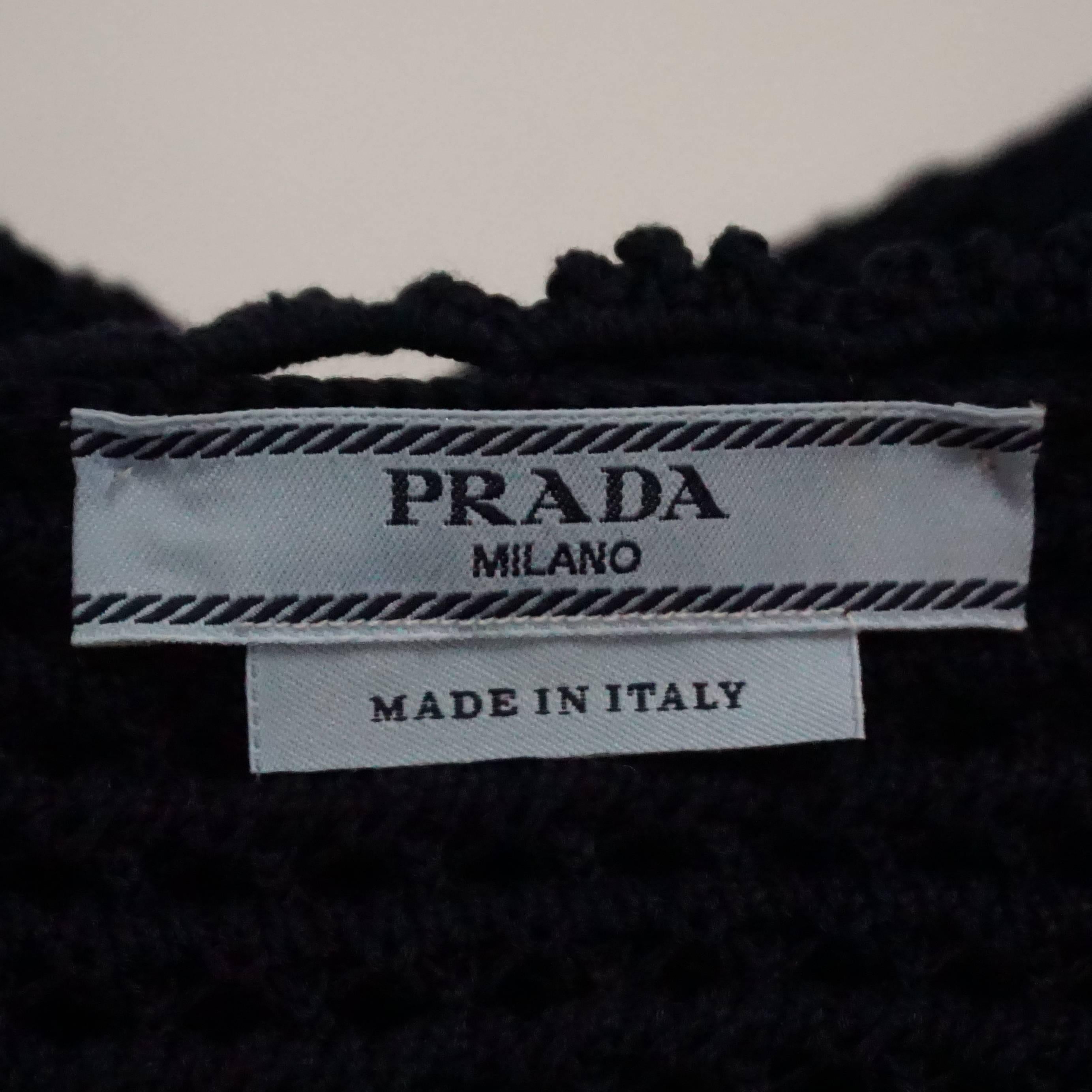 Prada Navy Crochet Knit Dress and Cardigan Set - 44 1