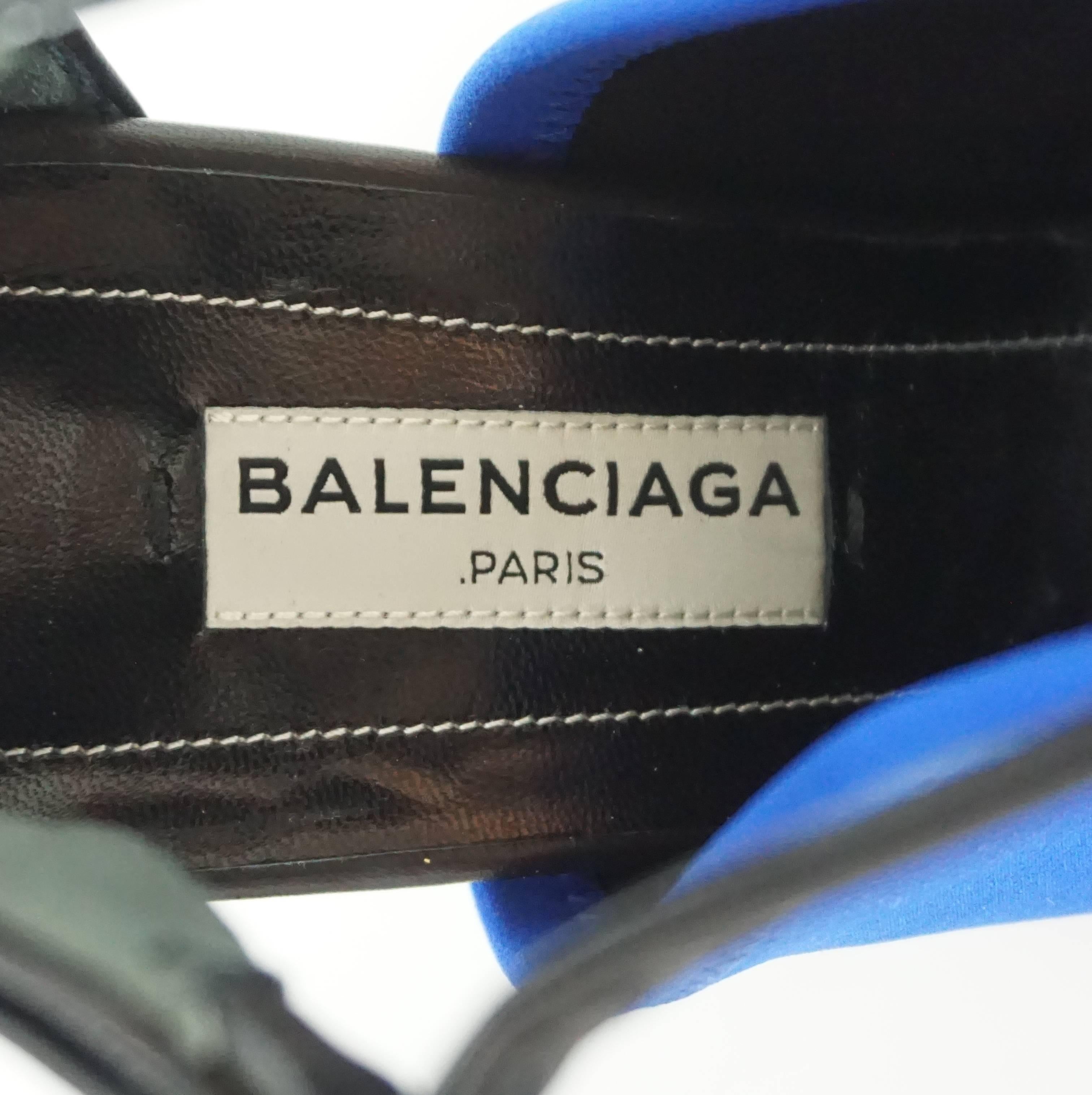 Purple Balenciaga Black & Electric Blue Neoprene Glove Sandal - 36.5 