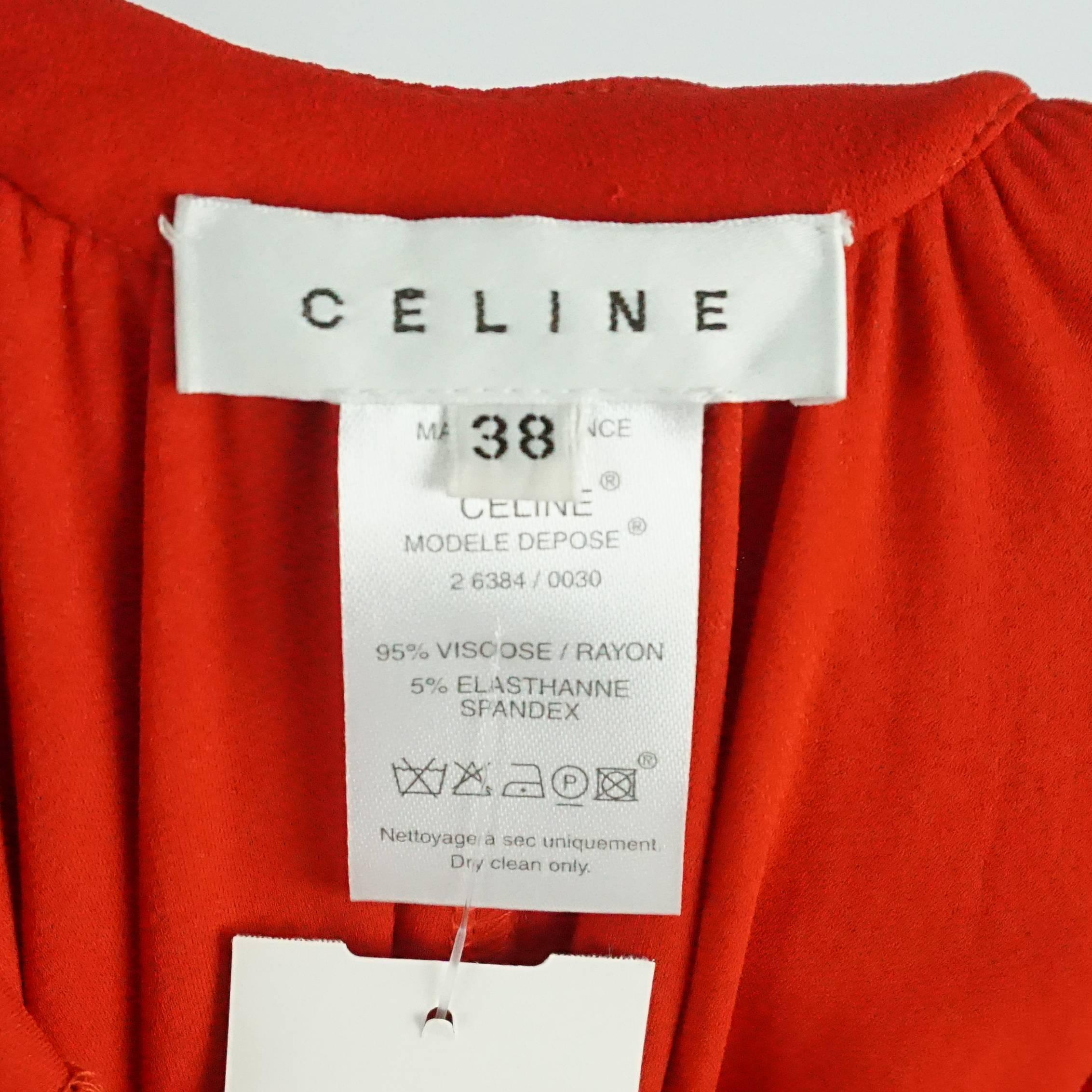 Women's Celine Red Jersey Halter Dress with Keyhole Cutout Back - 38