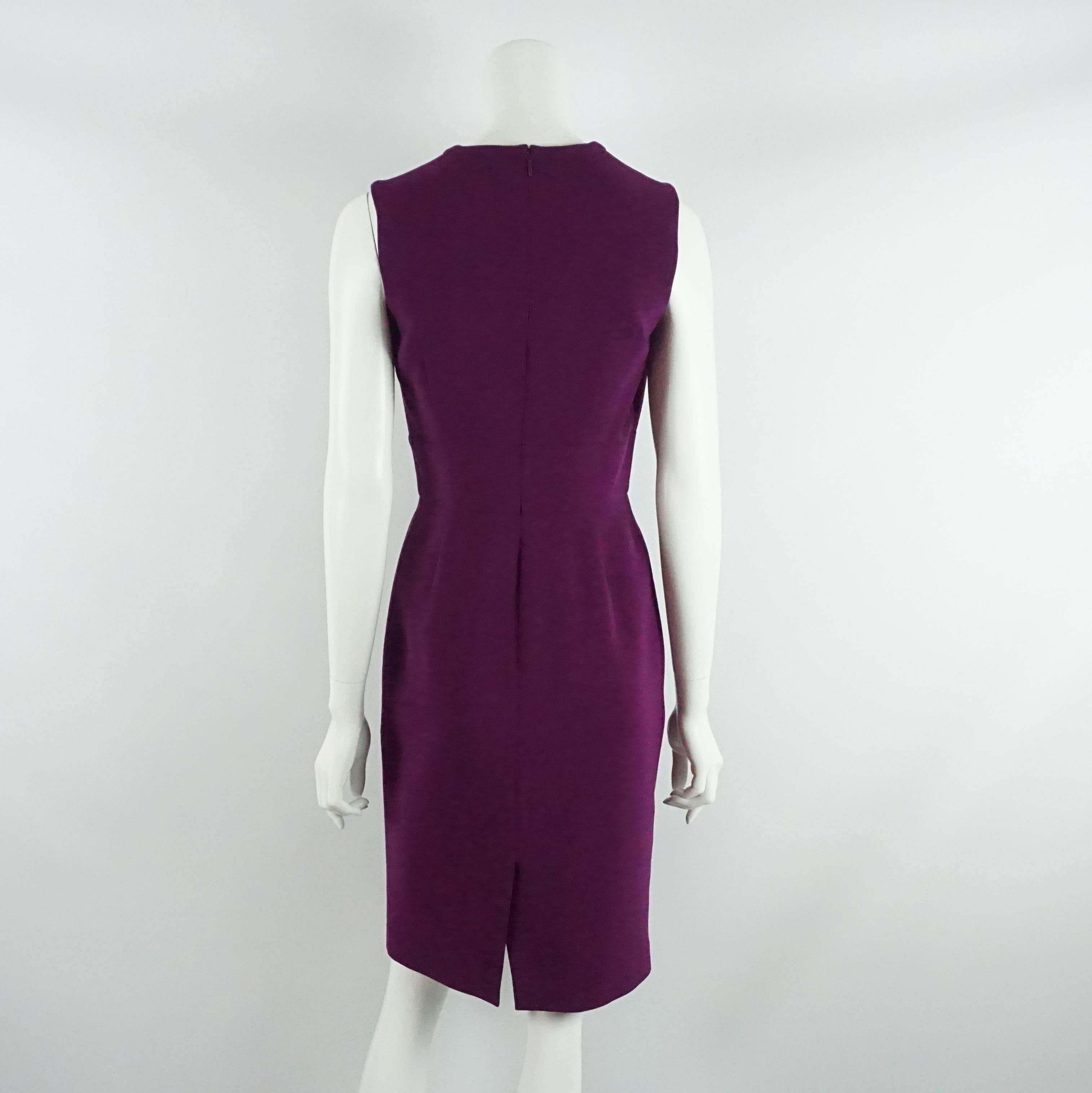 Agnona Purple Wool Blend Sleeveless Dress with V-Neck - M In Excellent Condition In West Palm Beach, FL