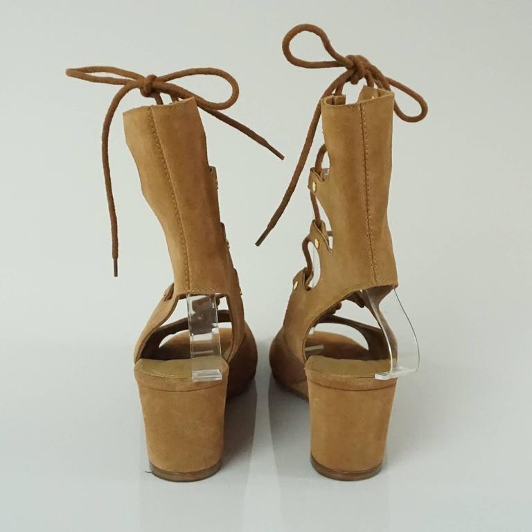 Chloe Tan Suede Wrap-Up Ghillie Wedges - 38 For Sale at 1stDibs | wrap ...