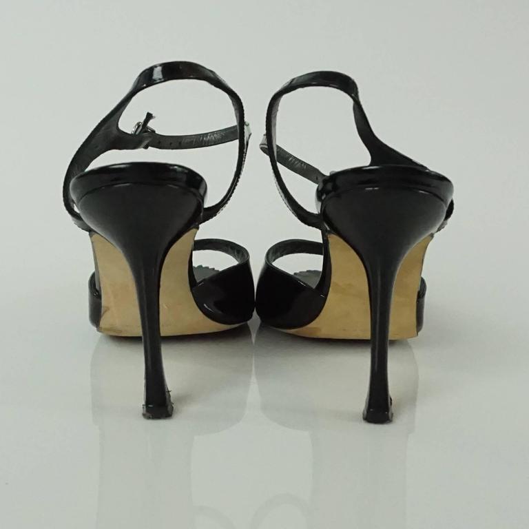 Manolo Blahnik Black Open-Toe Heels with Ankle Strap - 37 For Sale at ...