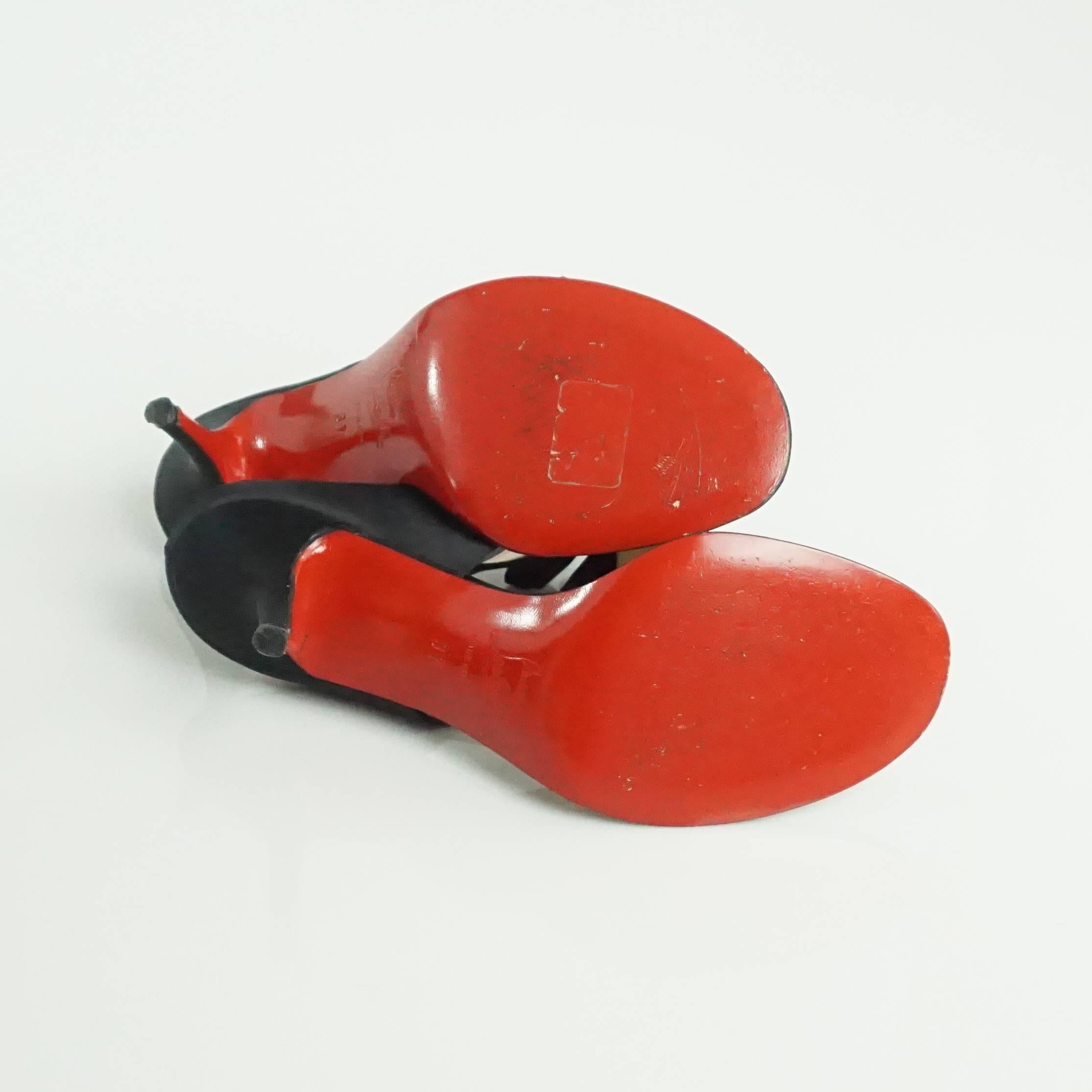 Christian Louboutin Black Satin Tulip Sandals - 37 1