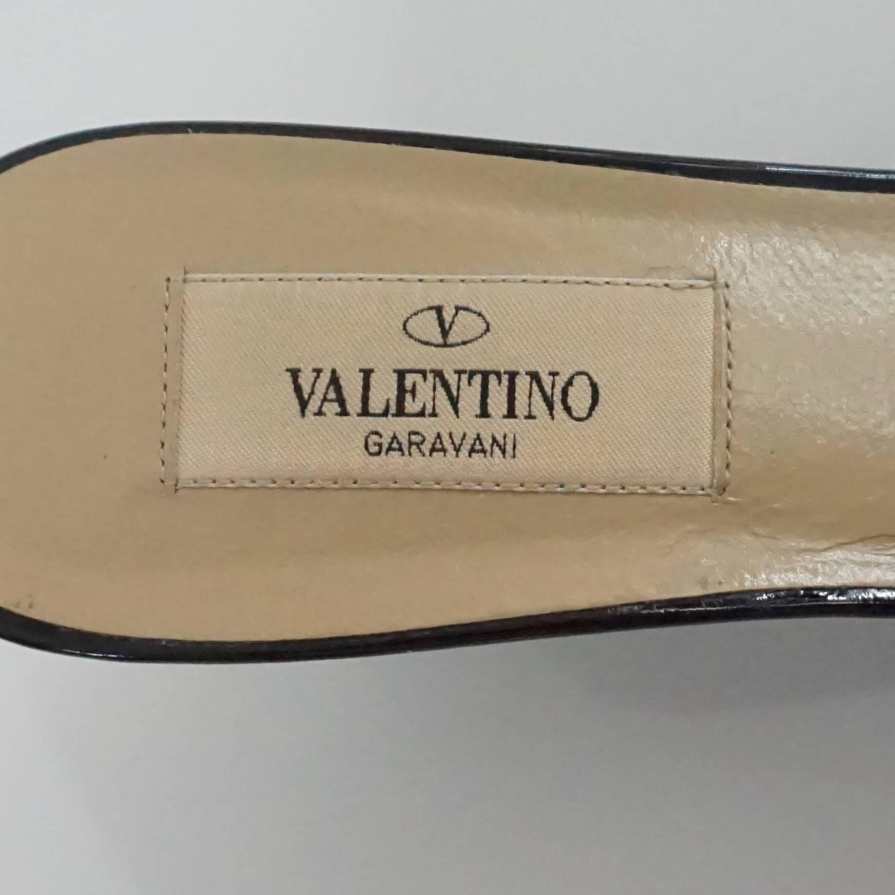 Valentino Black Patent Bow Wedges - 36.5 1