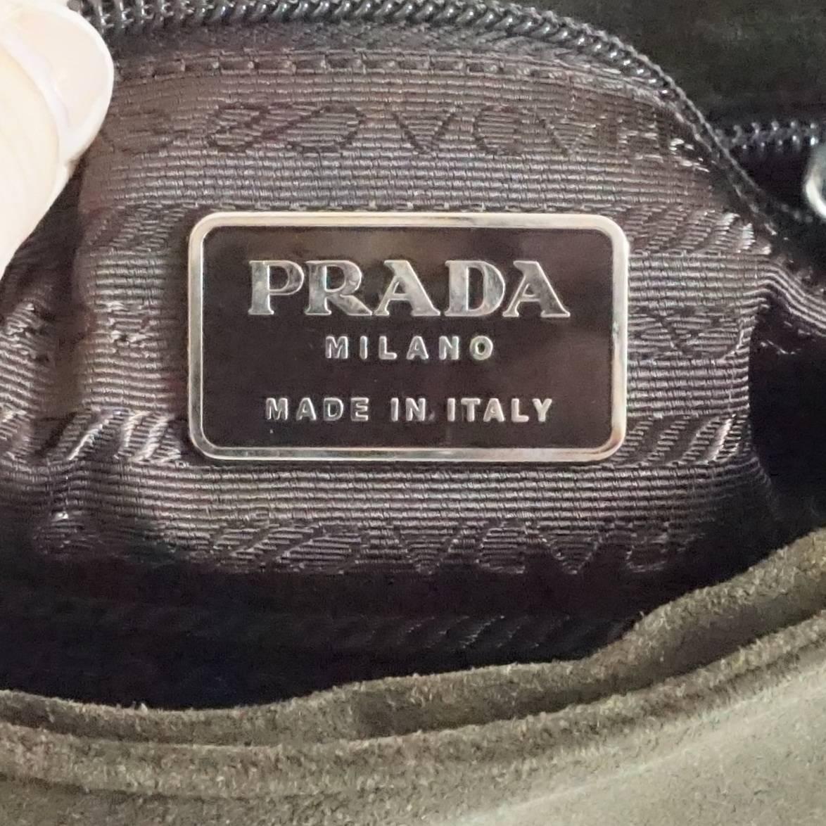 Prada Olive Suede Fall Leaves Shoulder Bag  In Good Condition In West Palm Beach, FL