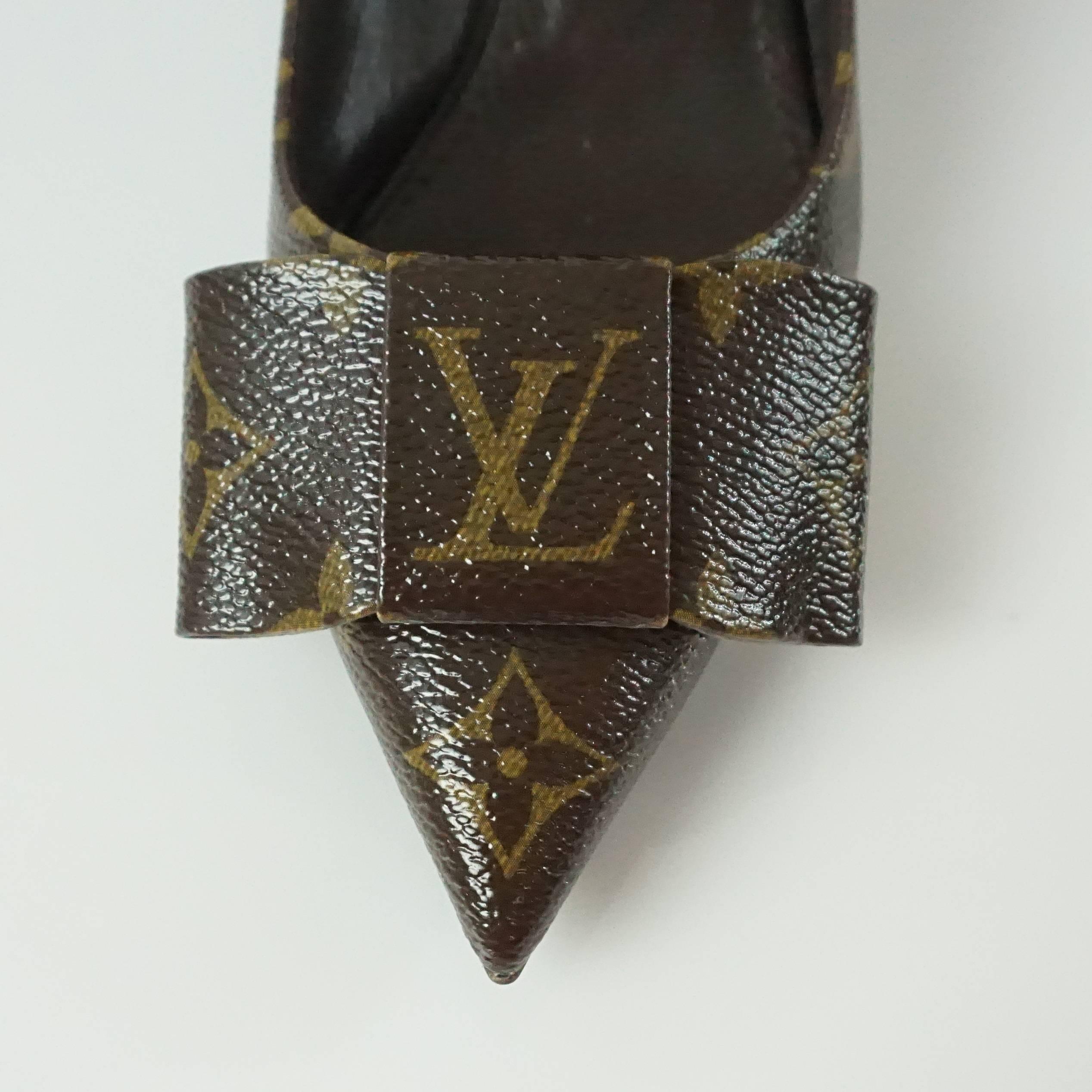 Black Louis Vuitton Brown Monogram Bow Heels - 36.5