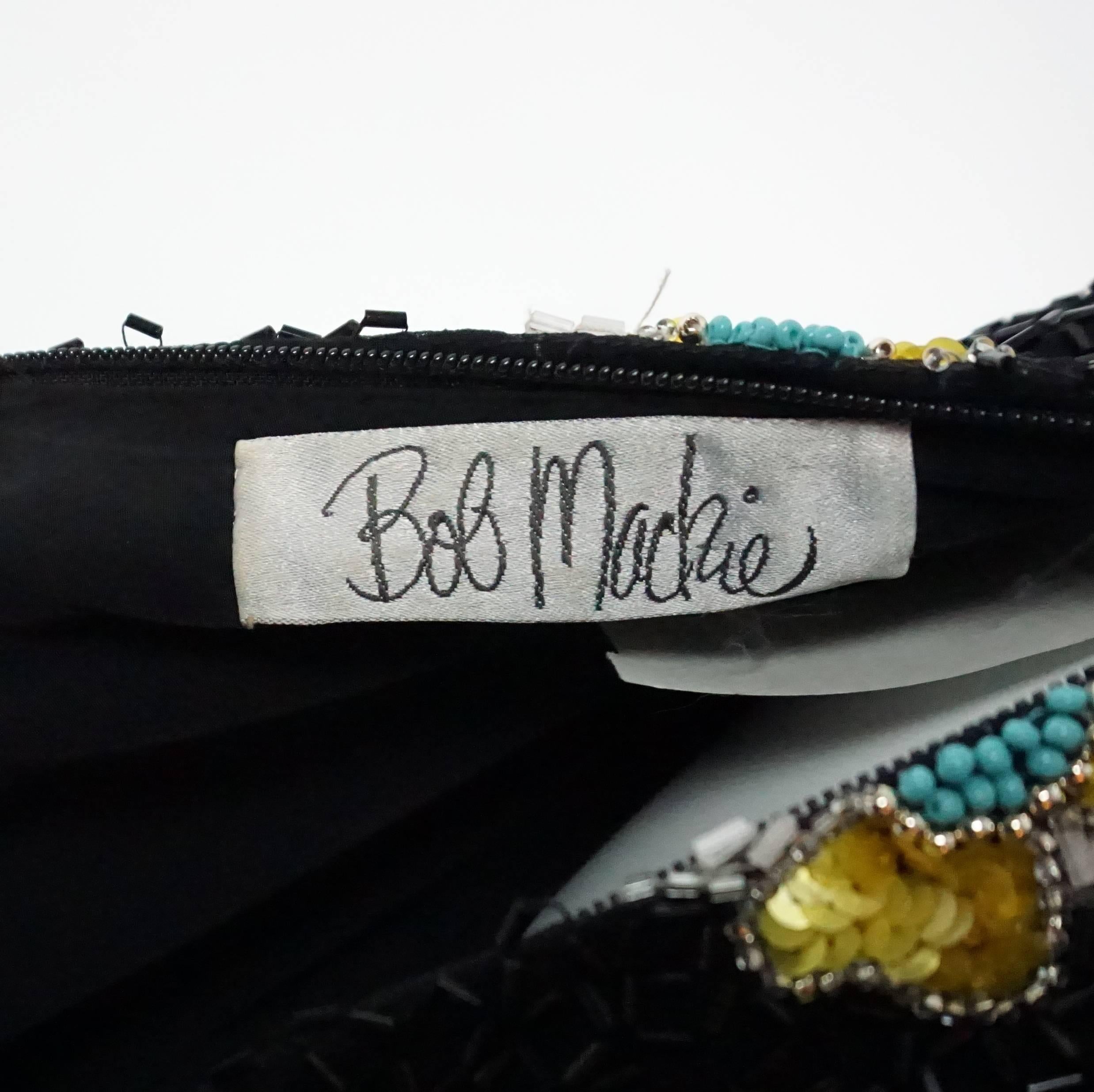 Bob Mackie Black and Multi Floral Beaded Dress - 12 - 1980's  1
