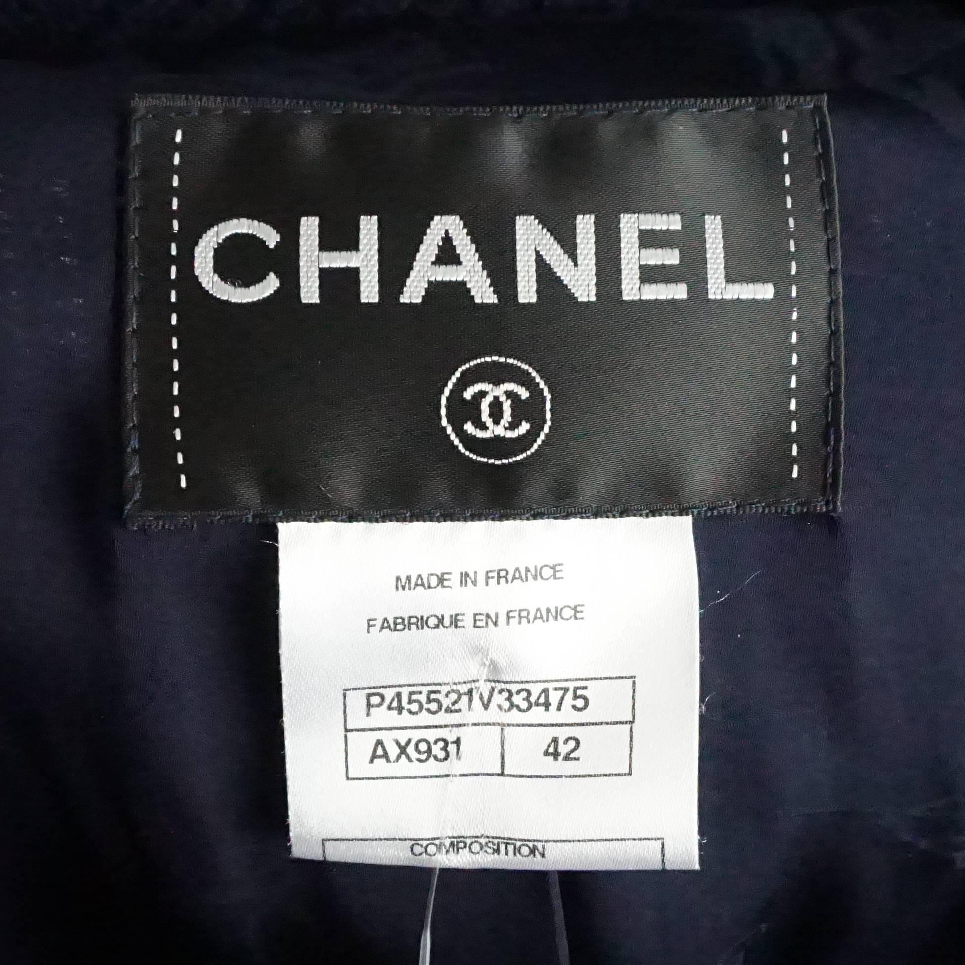 Chanel Navy Cotton Jacket with Enamel Buttons - 42 1