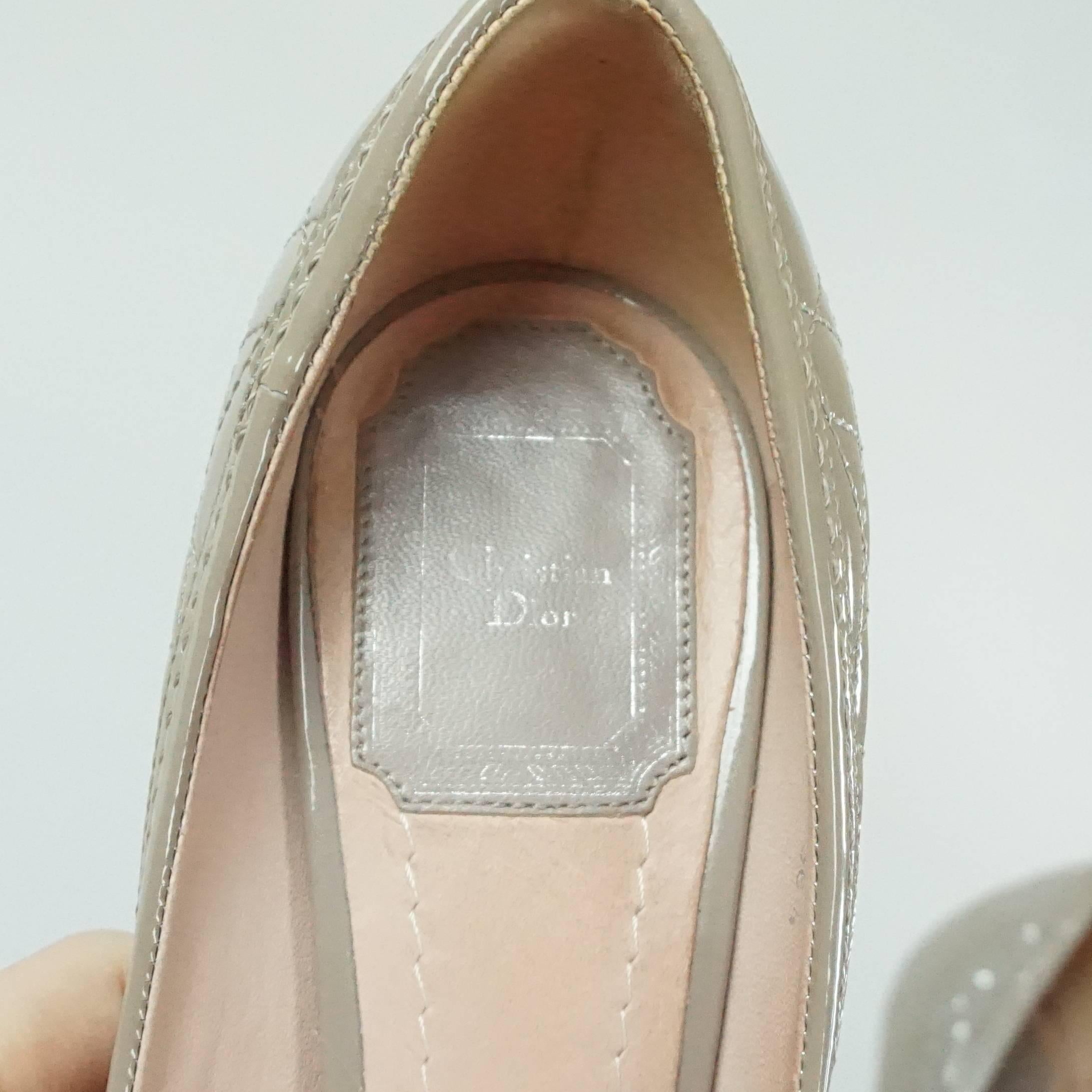 Christian Dior Taupe Patent Leather Peeptoe - 36.5 1
