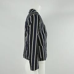 Dries Van Noten Navy and White Striped Silk Jacket - 40
