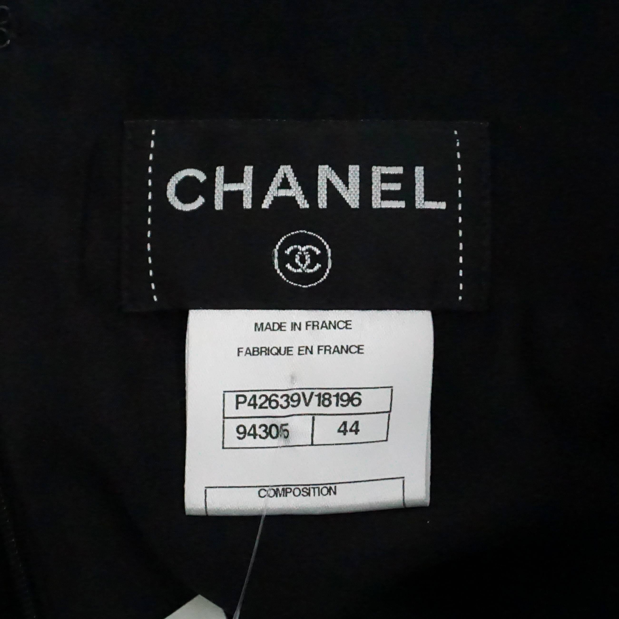 Chanel Black Wool Short Sleeve Dress with Peplum - 44 1