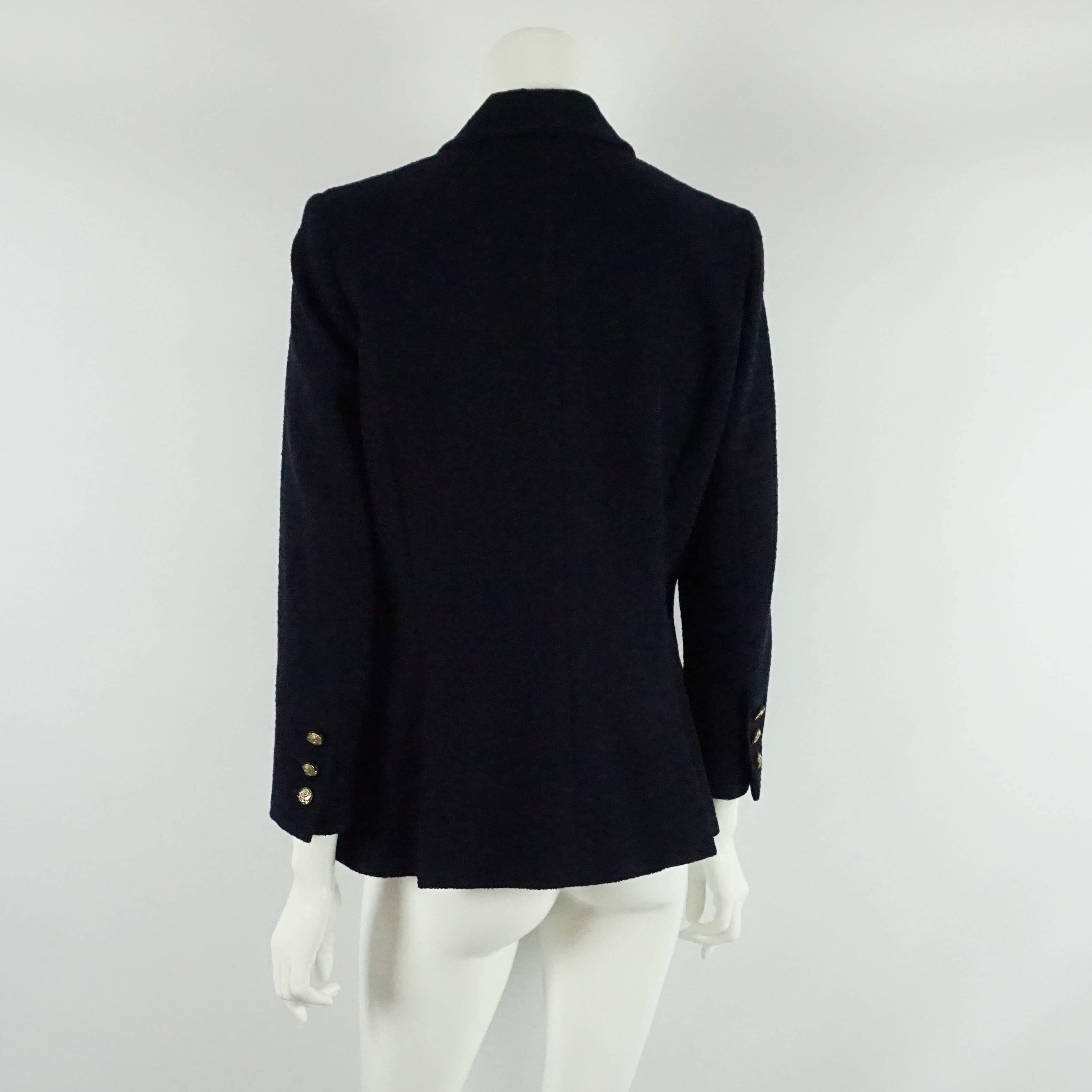 Black Chanel Navy Wool Blend Jacket - 42 