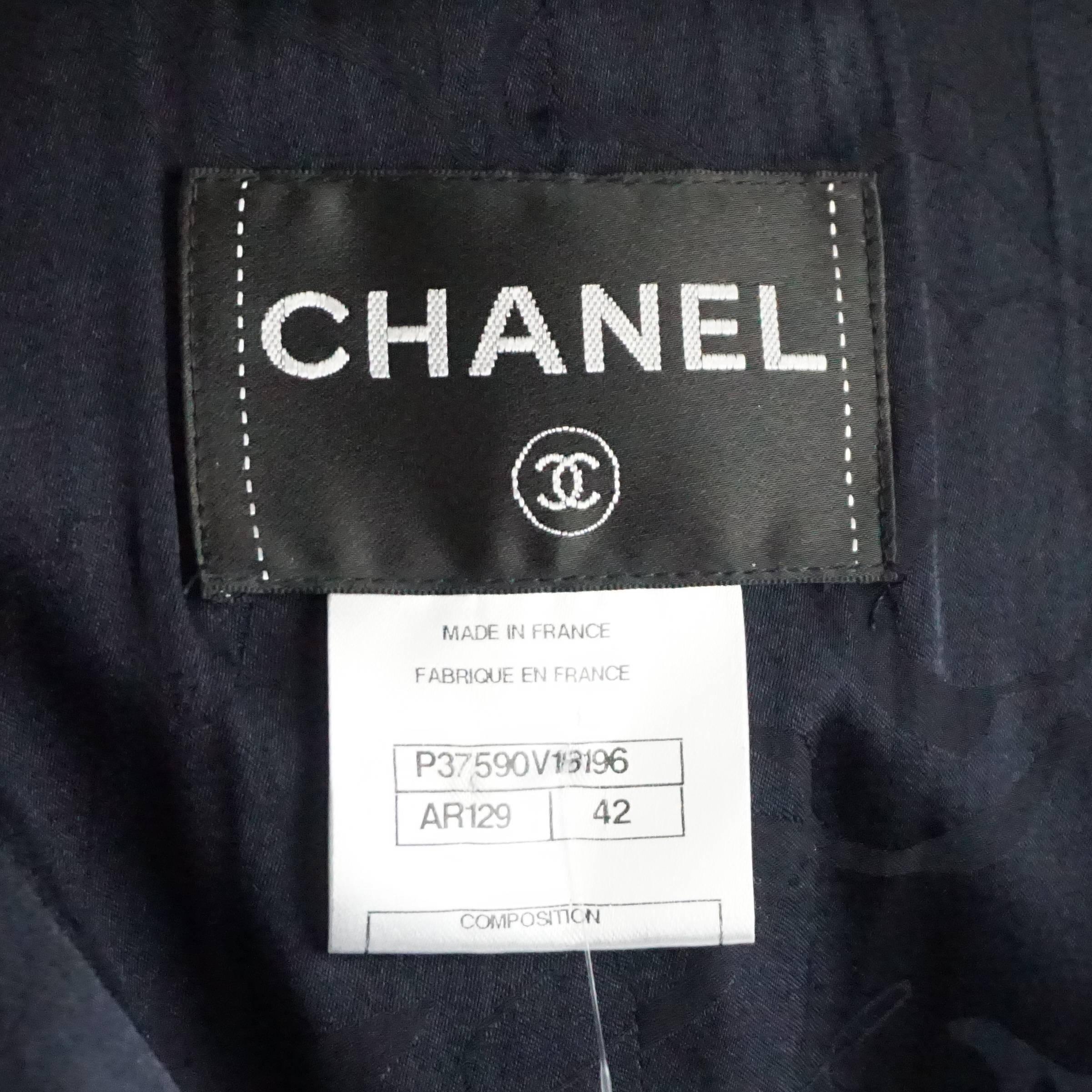 Chanel Navy Wool Blend Jacket - 42  1