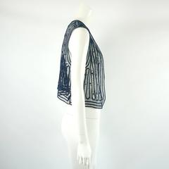 Sophie Hong Blue Silk Crochet Vest - S
