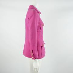 Chanel Magenta Wool Long Jacket with Gripoix Buttons - 38