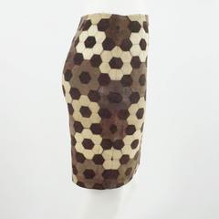 Valentino Brown Leather and Suede Patchwork Skirt - 40 - 1980's