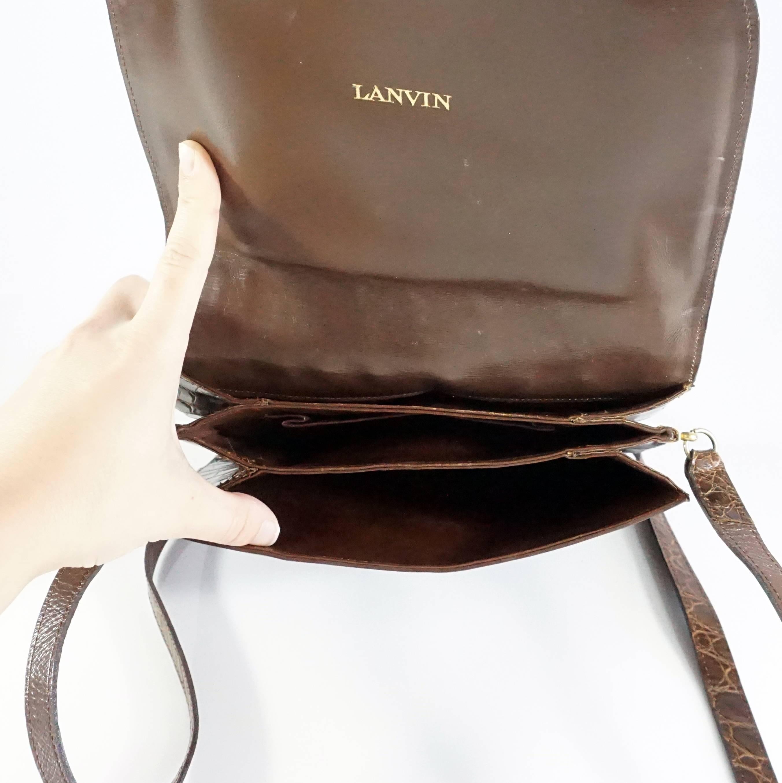 Lanvin Brown Alligator Crossbody Bag - 1960's 1