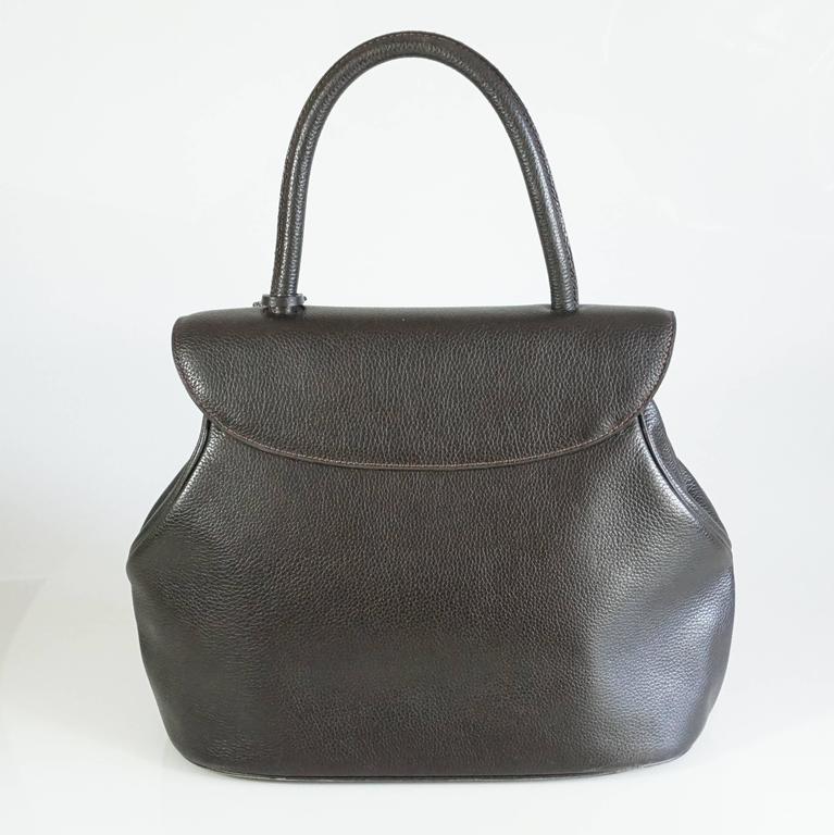 Delvaux Brown Pebbled Leather Top Handle Bag at 1stDibs