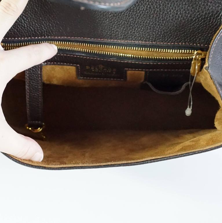Delvaux Brown Pebbled Leather Top Handle Bag at 1stDibs