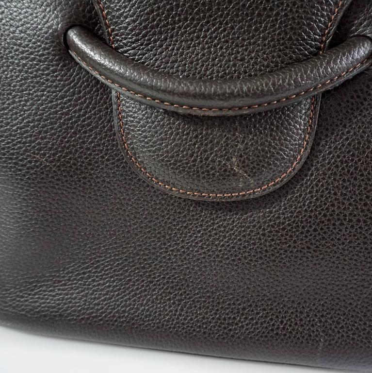 Delvaux Brown Pebbled Leather Top Handle Bag at 1stDibs