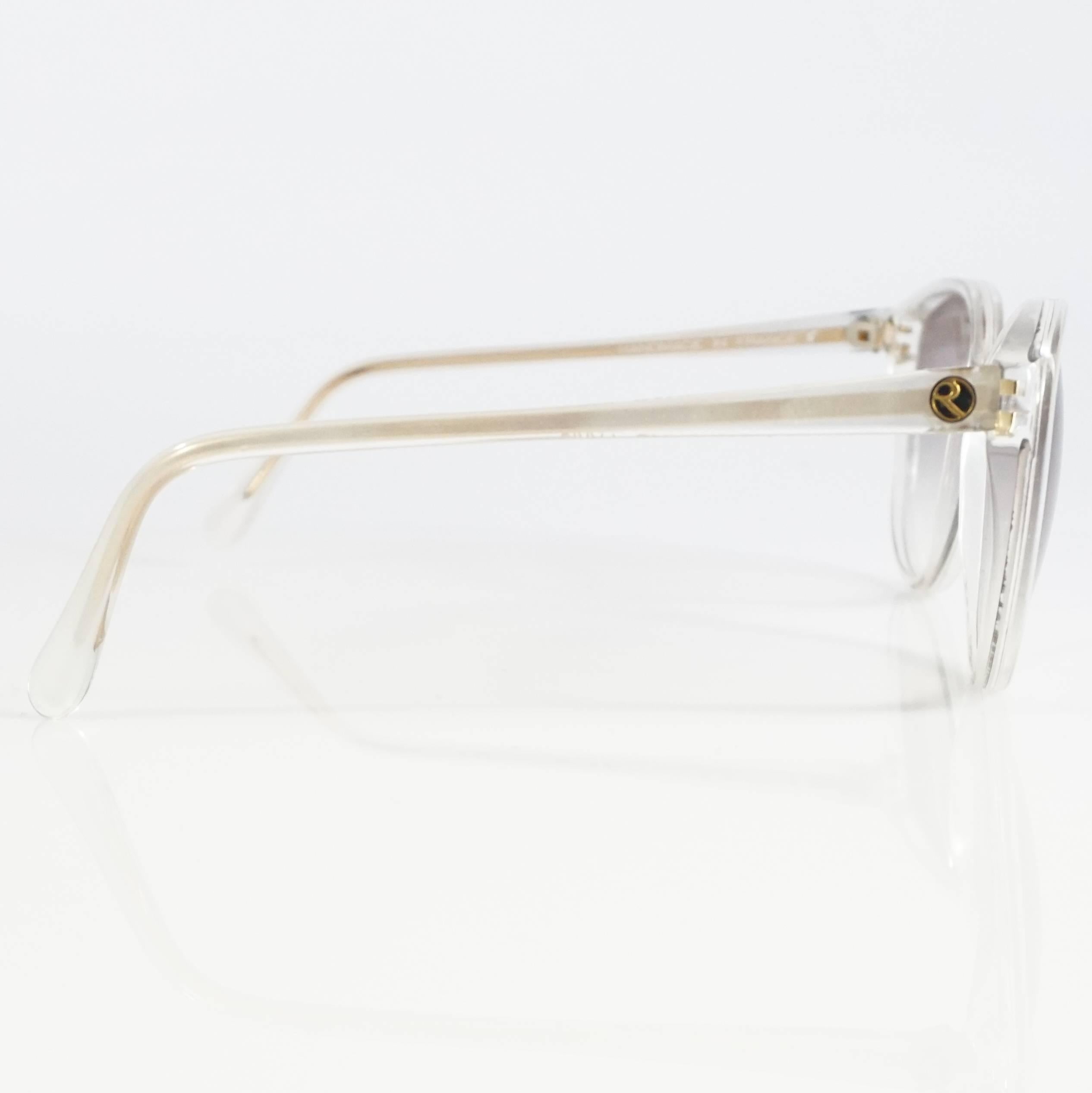 Gray Rochas White Mother of Pearl Cateye Sunglasses - 1970's
