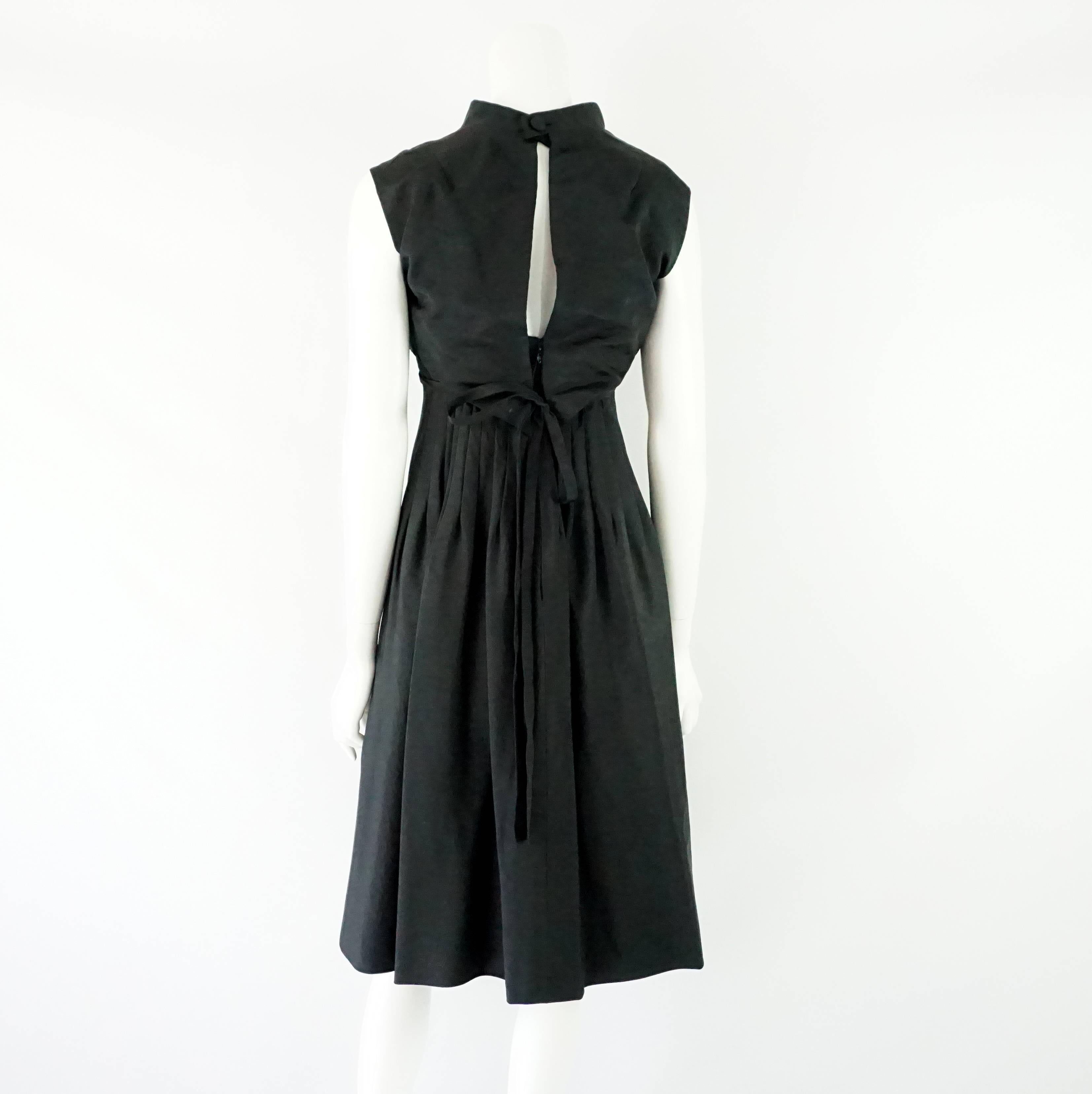black silk pleated dress