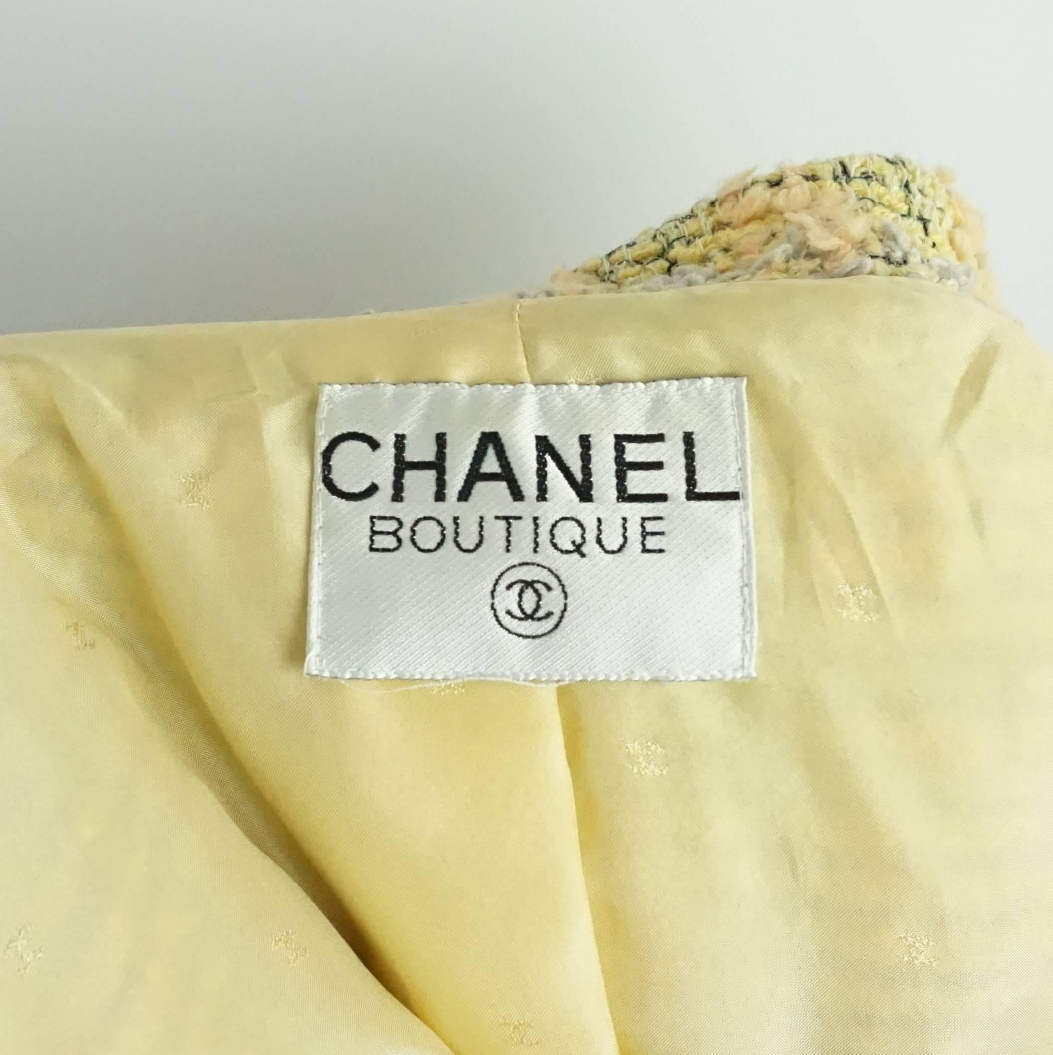 Chanel Yellow and Peach Tweed Jacket - 36 - 1980's  In Excellent Condition In West Palm Beach, FL