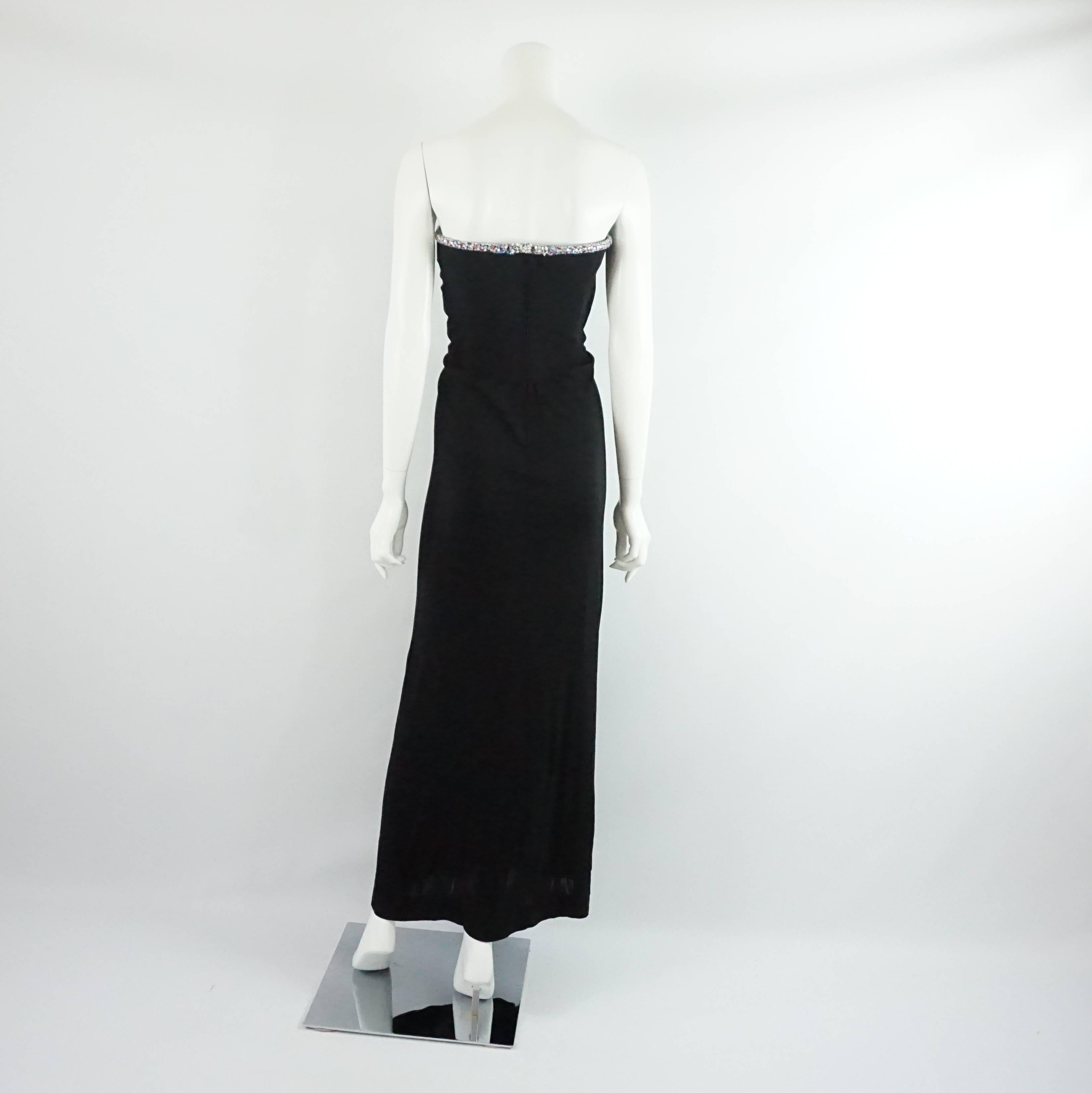 Bob Mackie Black Strapless Gown with Rhinestone Trim - S - 1980's  In Good Condition In West Palm Beach, FL