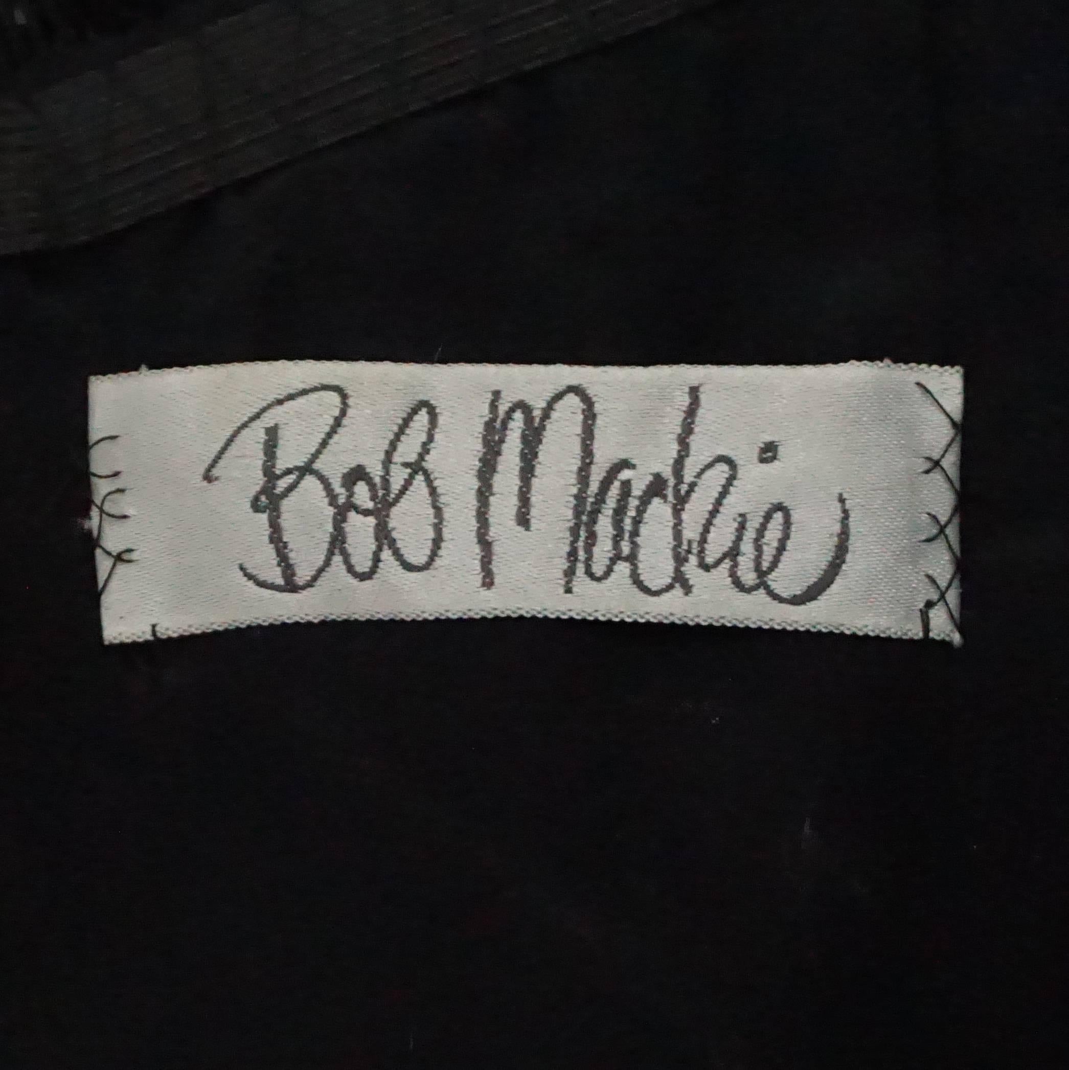 Women's Bob Mackie Black Strapless Fringe Dress with Rhinestones - M - 1980's 