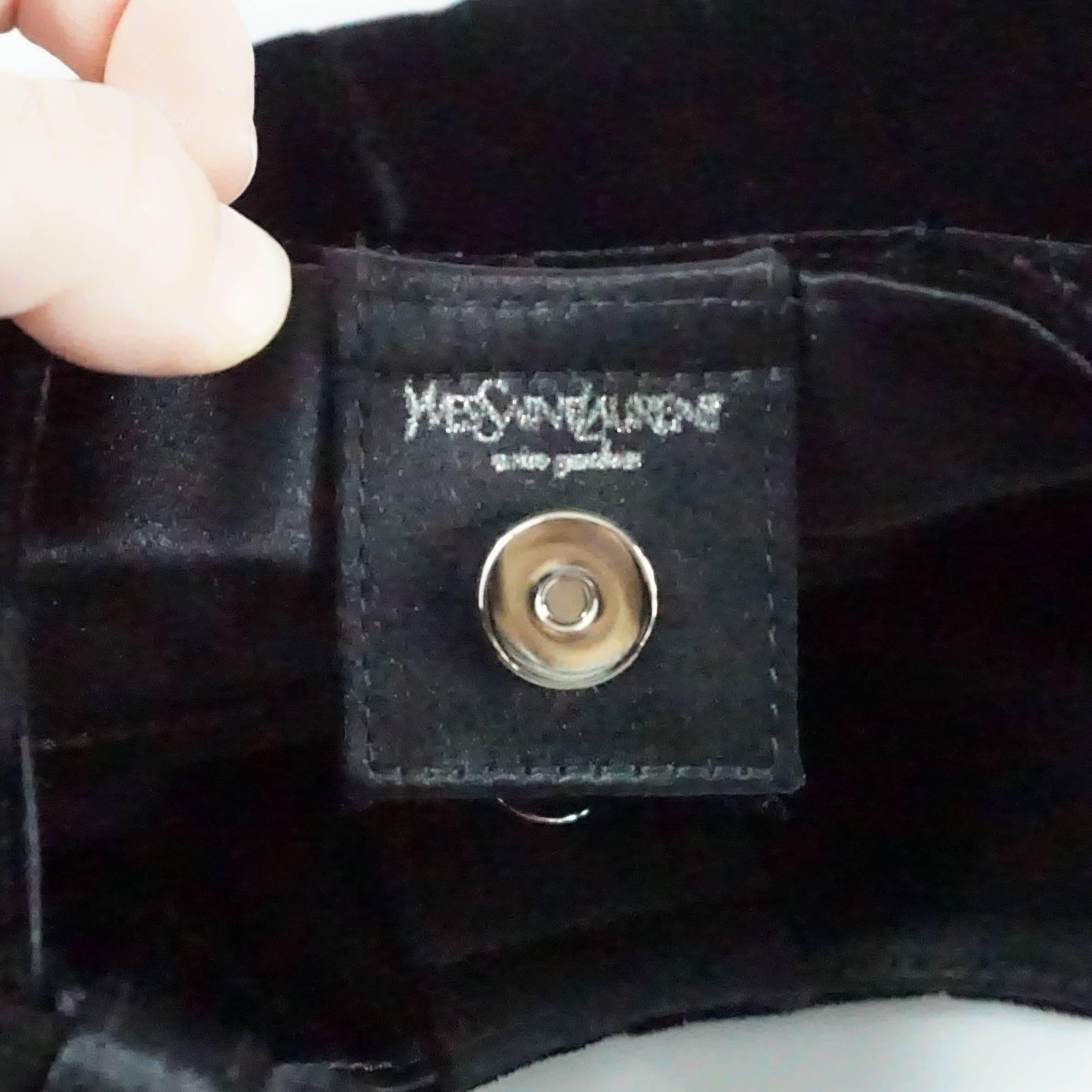 Tom Ford for YSL Black Velvet Mombasa Bag with Rhinestone Handle  In Good Condition In West Palm Beach, FL
