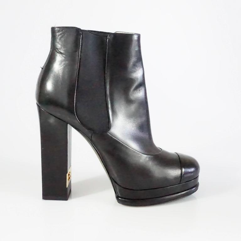 chanel black suede ankle boots