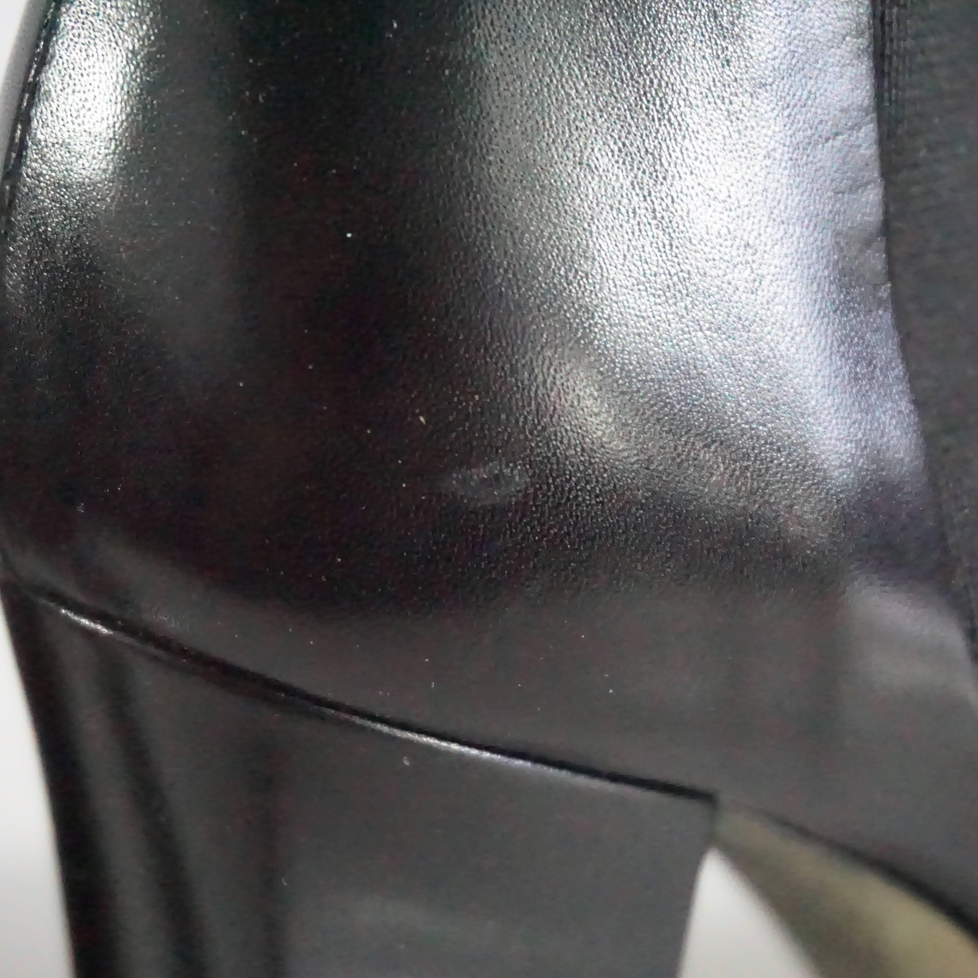 Chanel Black Leather Platform Ankle Boots - 37.5 1