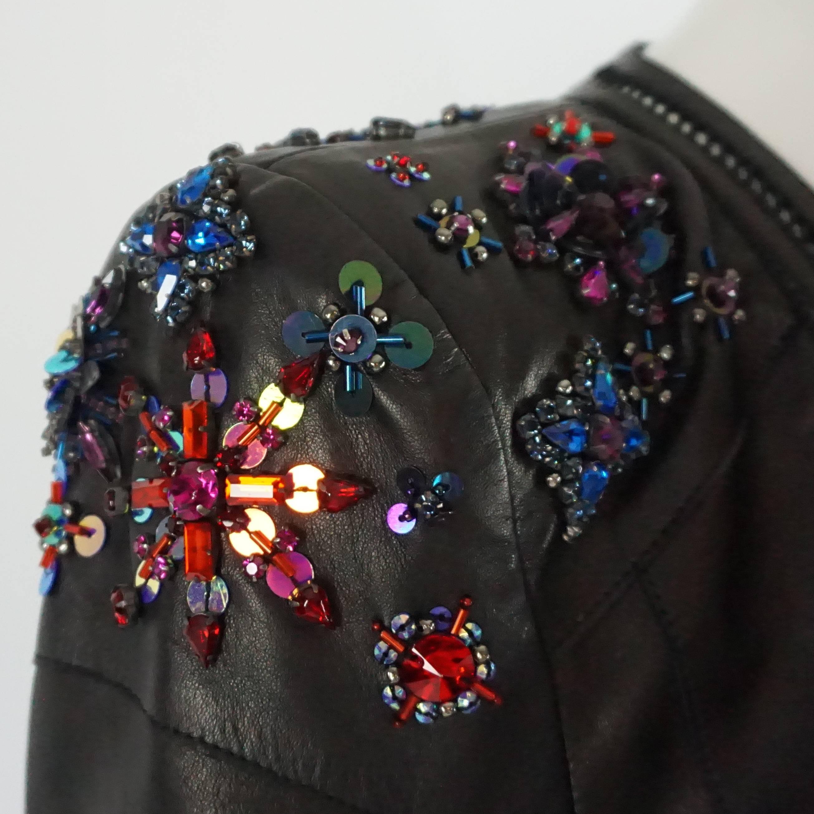 leather jacket with rhinestones
